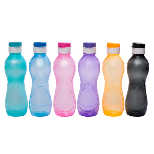 Polypropylene Bottle set, 1 Litr (Set Of 6, Iceberg-Multicolor)