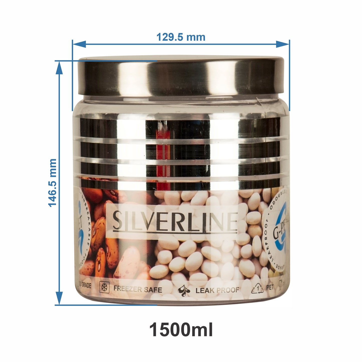 Silver Line Container - Pack of 15 - 1500ml, 1000ml, 450ml, 200ml, 100ml