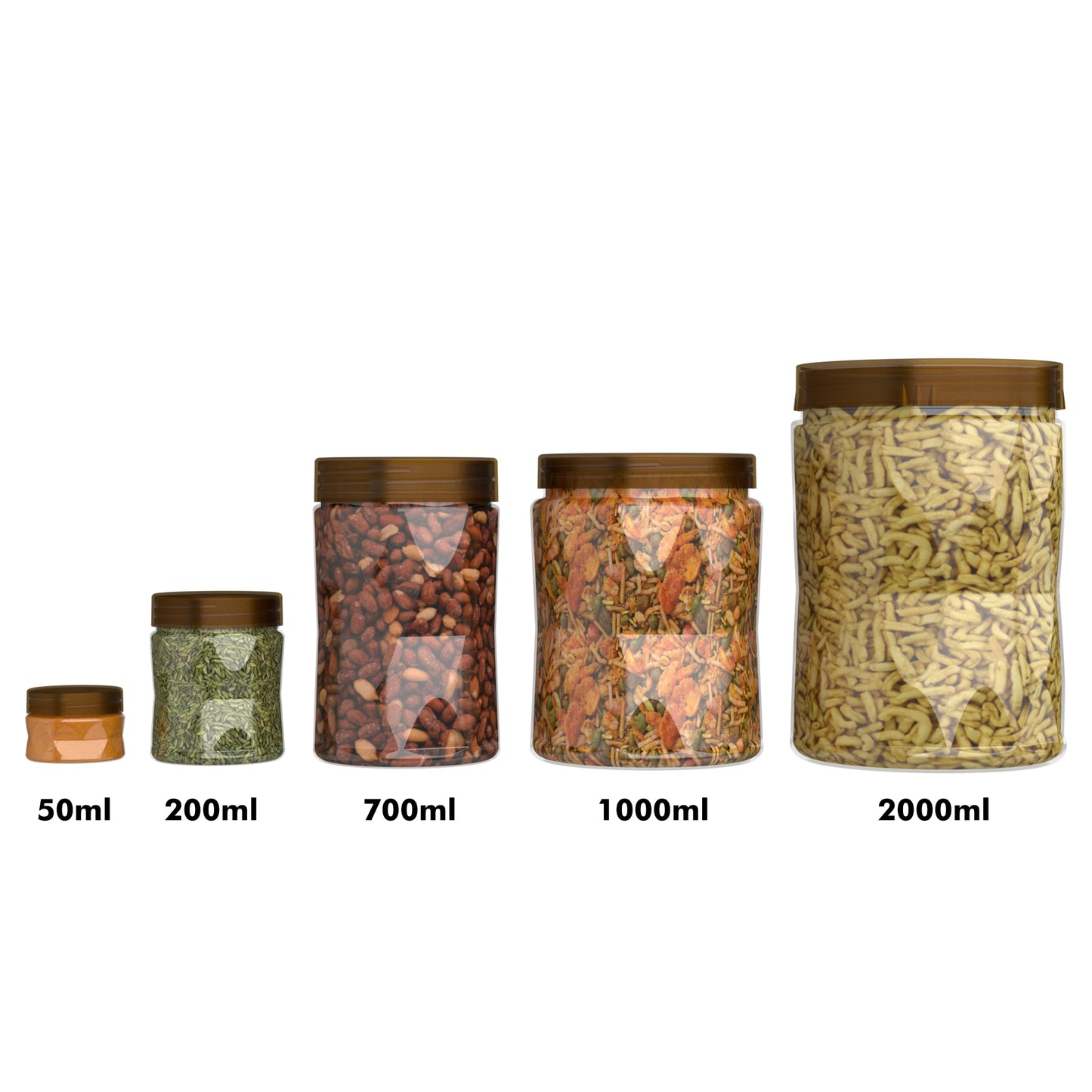 G-PET Diamonds Jars Plastic Container Coffee Cap (Set Of 15B) 2000ml (3pcs), 1000ml (3pcs), 700ml (3pcs), 200ml (3pcs), 50ml (3pcs)