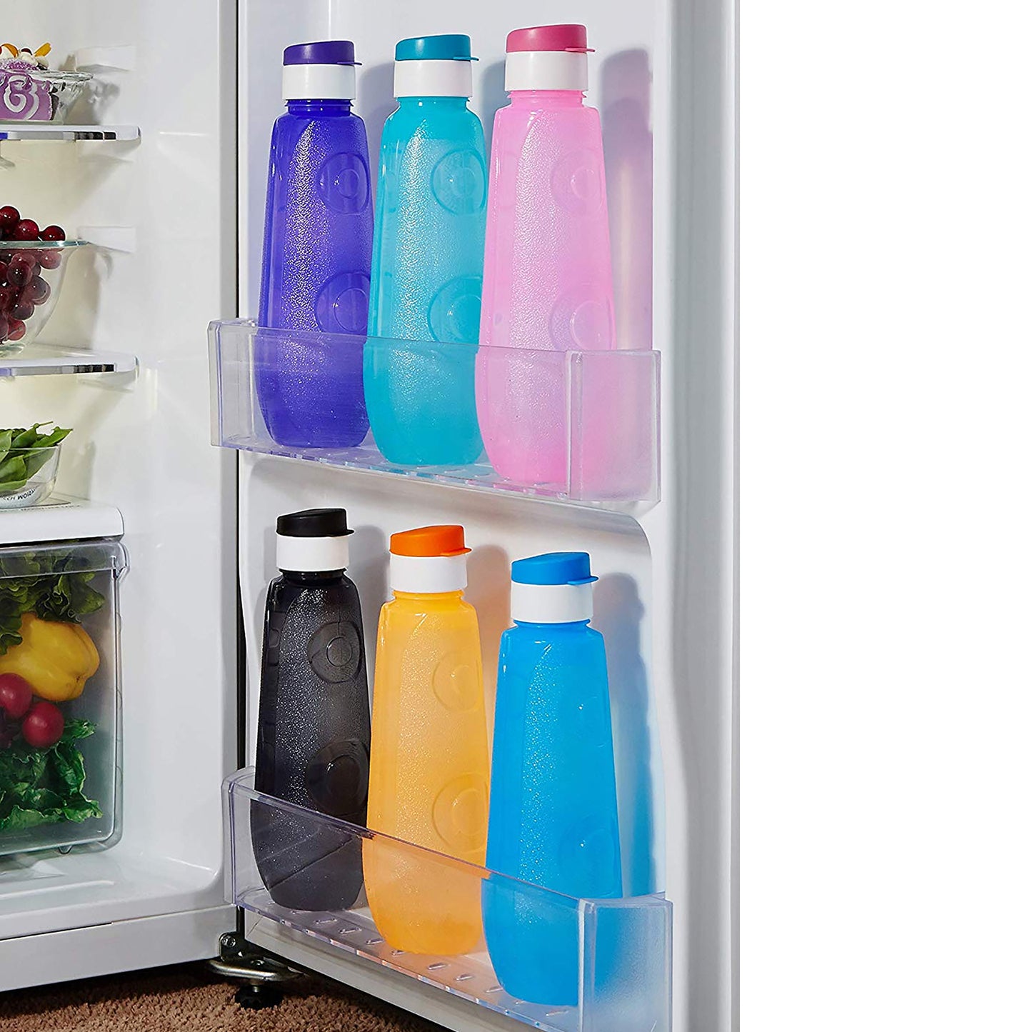 G-Pet Polypropylene Bottle set, 1 Litr (Set Of 6, Bluebell-Multicolor)