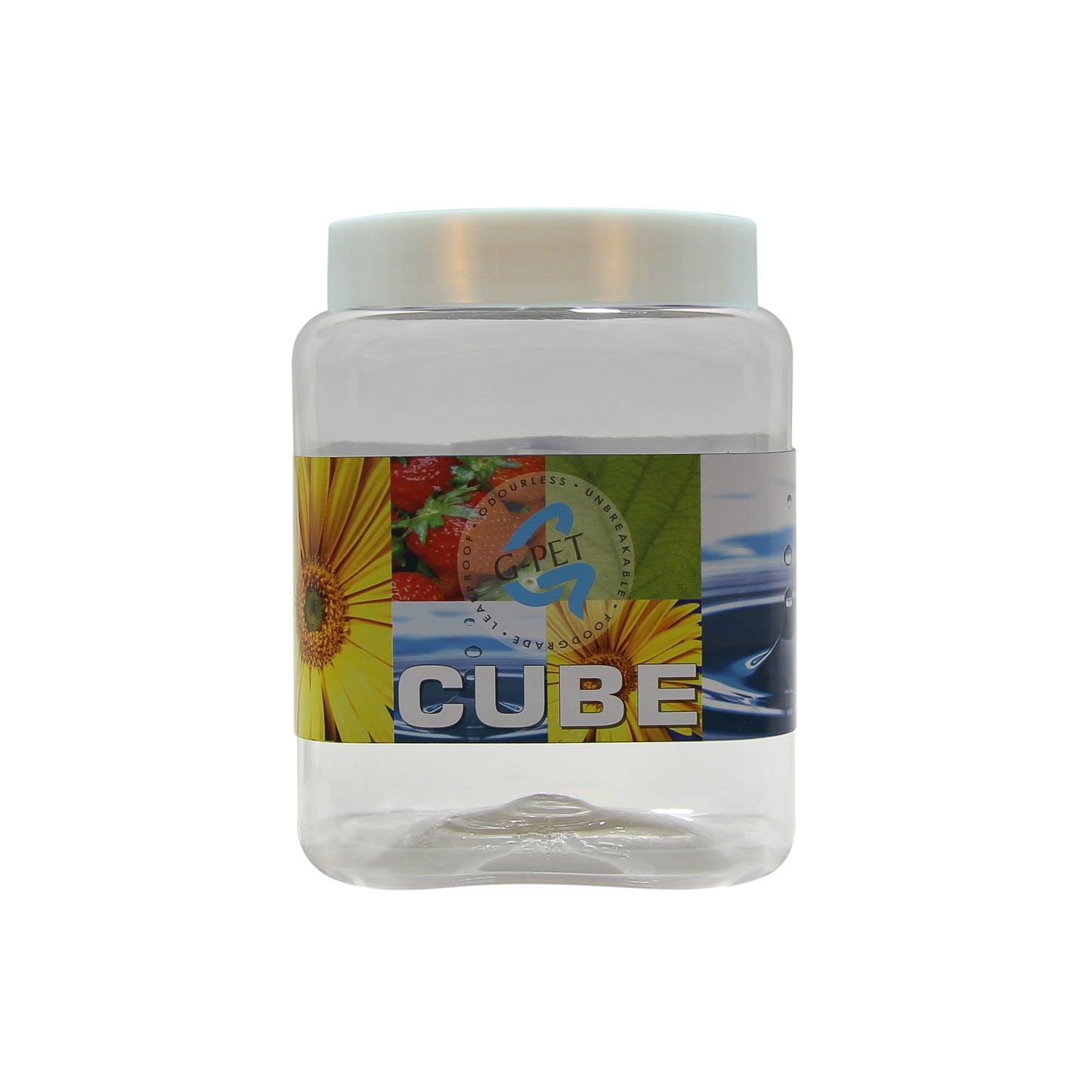 Cube PET Jar / Container PET Plastic Airtight Container with White Cap (3, 1500ML)