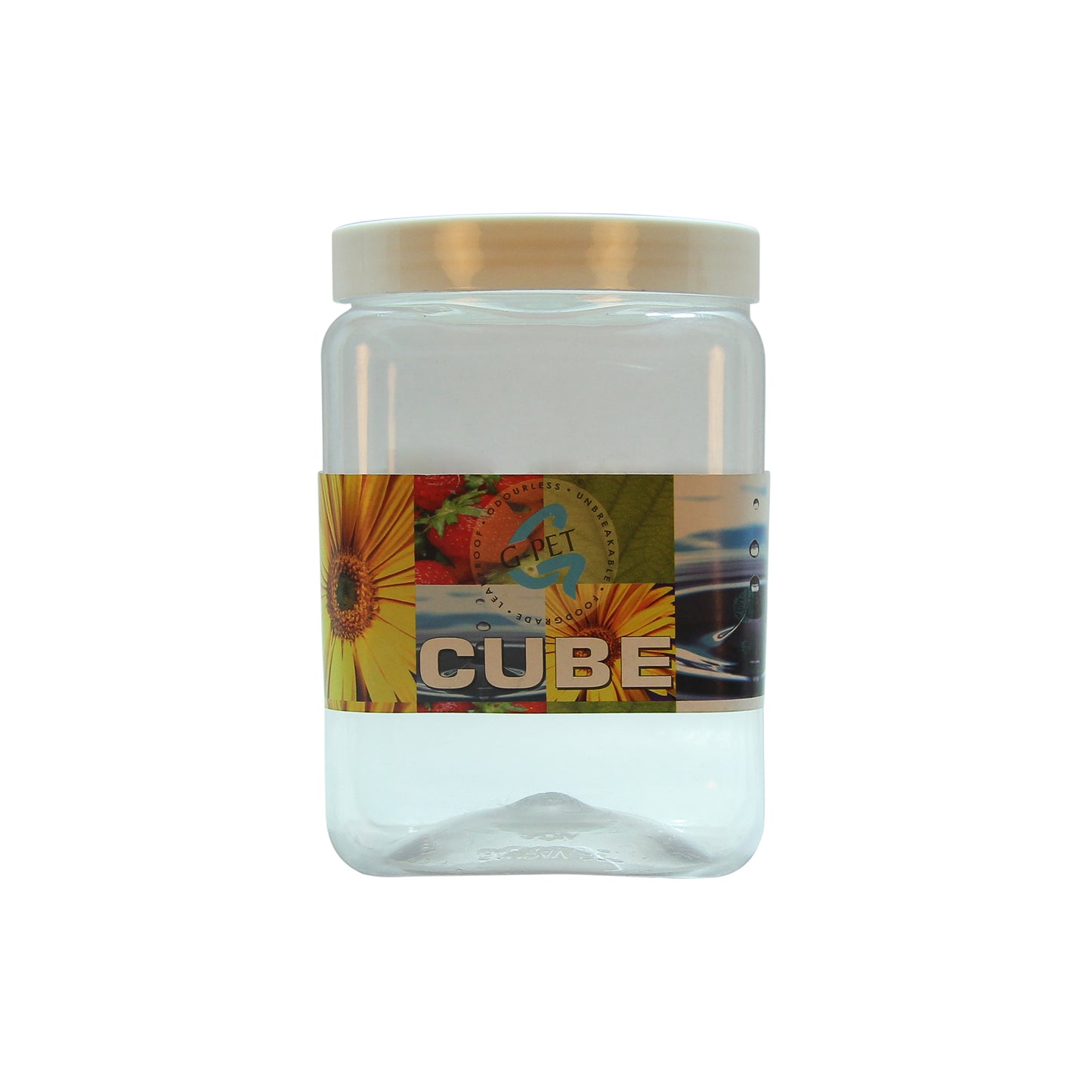 Cube PET Jar / Container PET Plastic Airtight Container with White Cap (3, 2000ML)