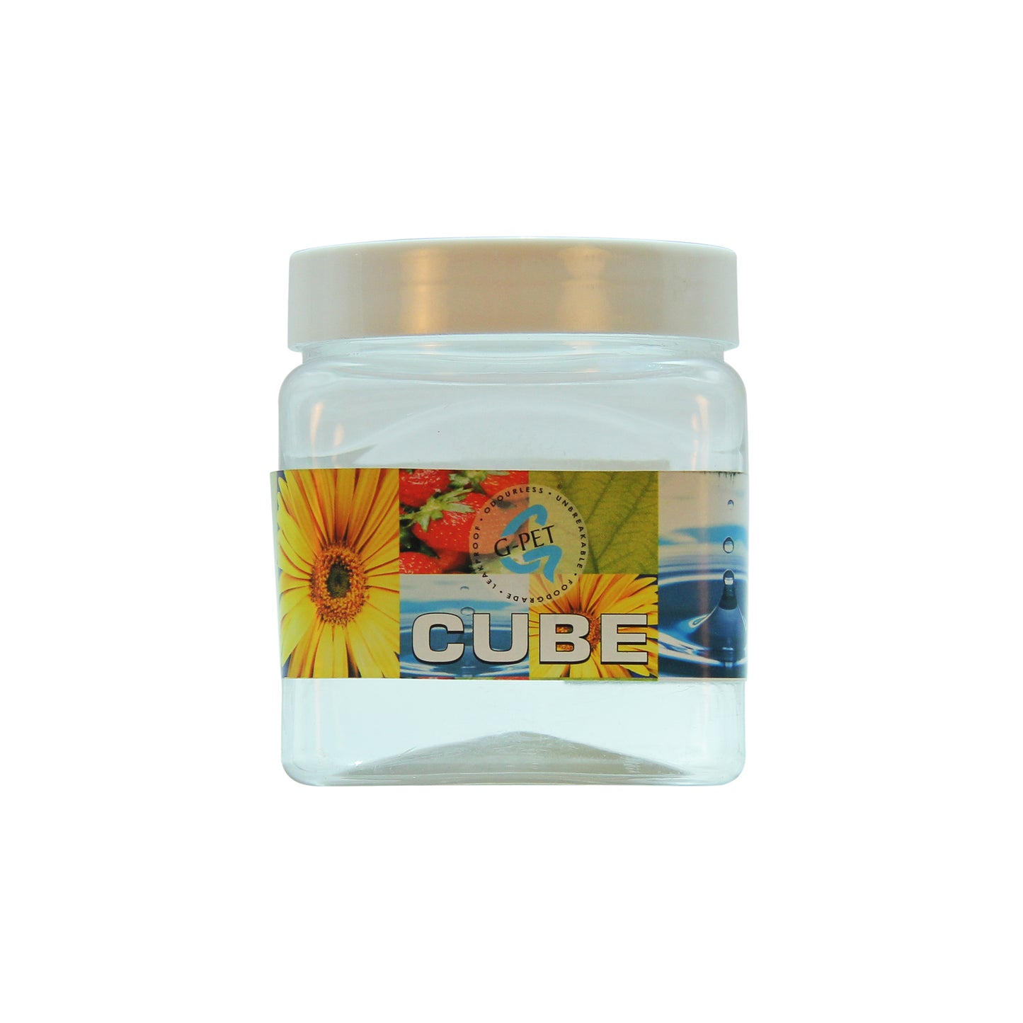 Cube PET Jar / Container PET Plastic Airtight Container with White Cap (3, 500ML)