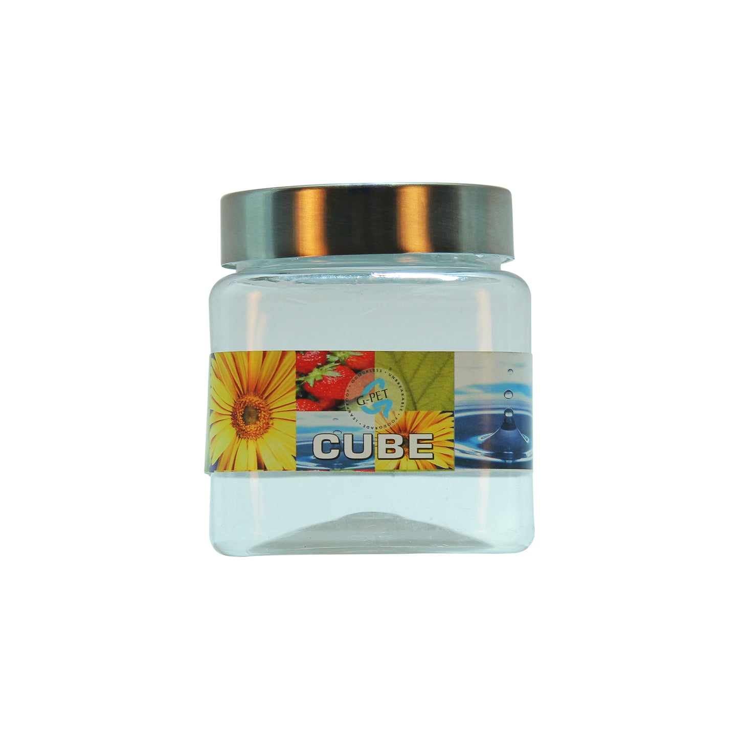Cube PET Jar / Container PET Plastic Airtight Container with Steel Cap (3, 250ML)