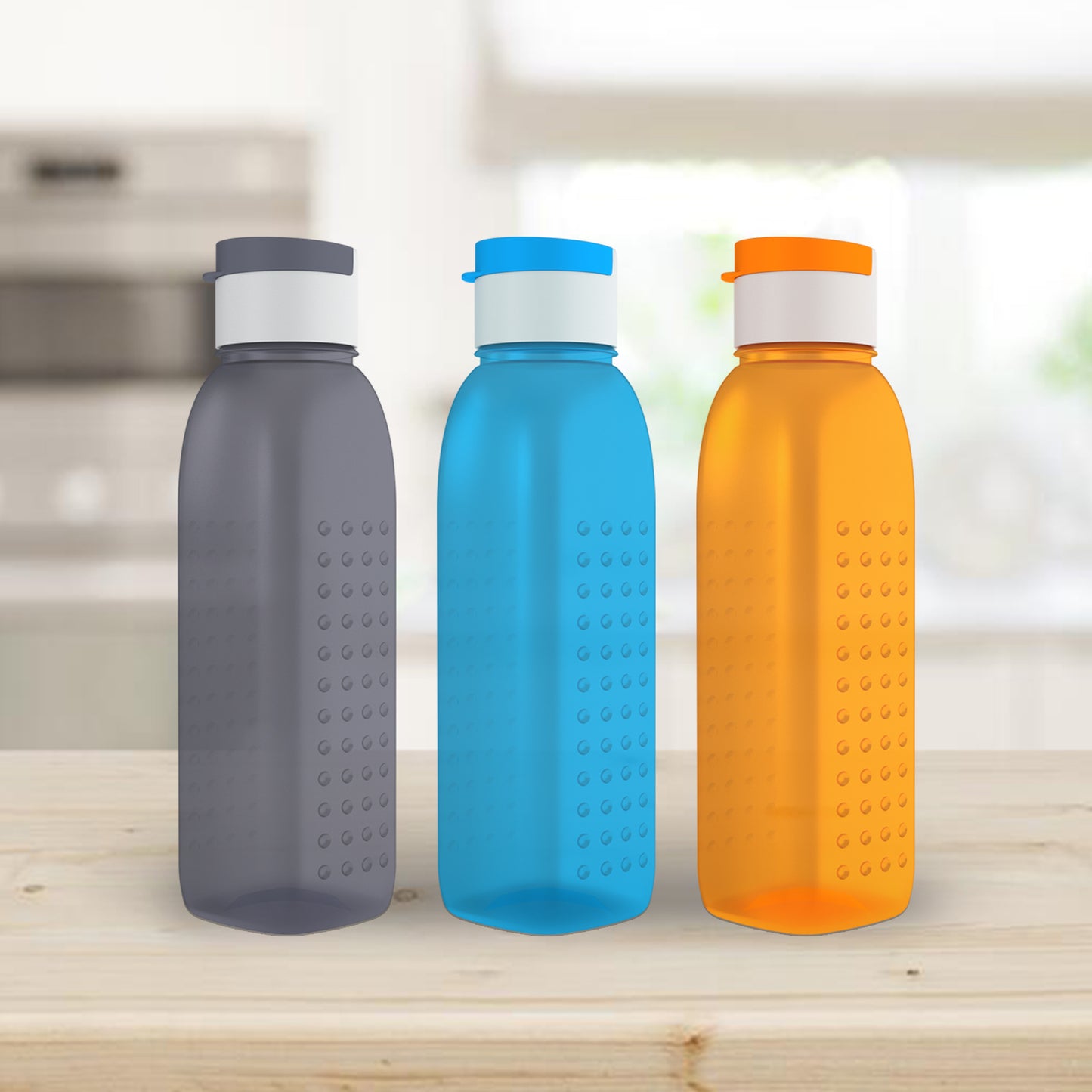 GPET Polypropylene Water Bottle Set with Flip Cap 500ML (Set Of 3, Orchid-Multicolor)