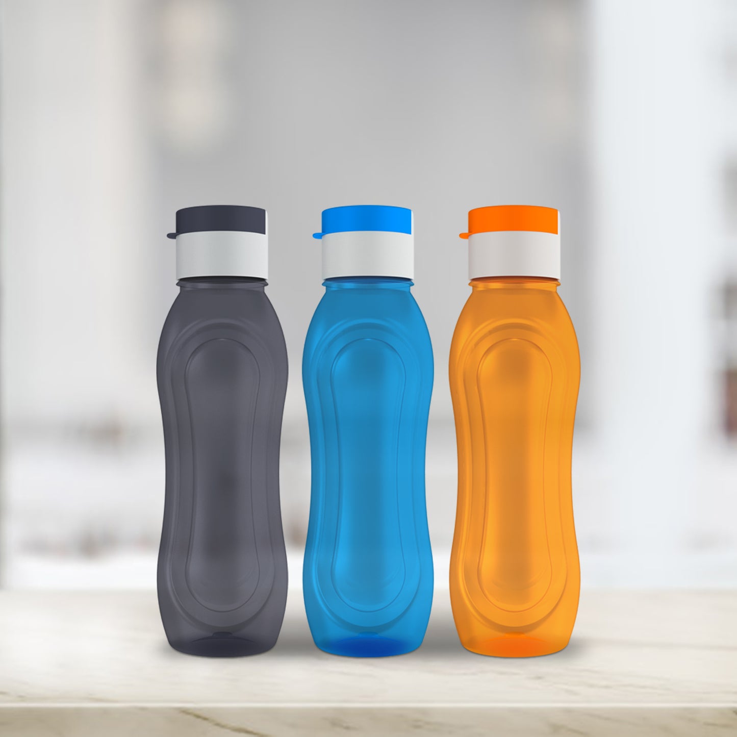 GPET Polypropylene Water Bottle Set with Flip Cap 500ML (Set Of 3, Pansy-Multicolor)