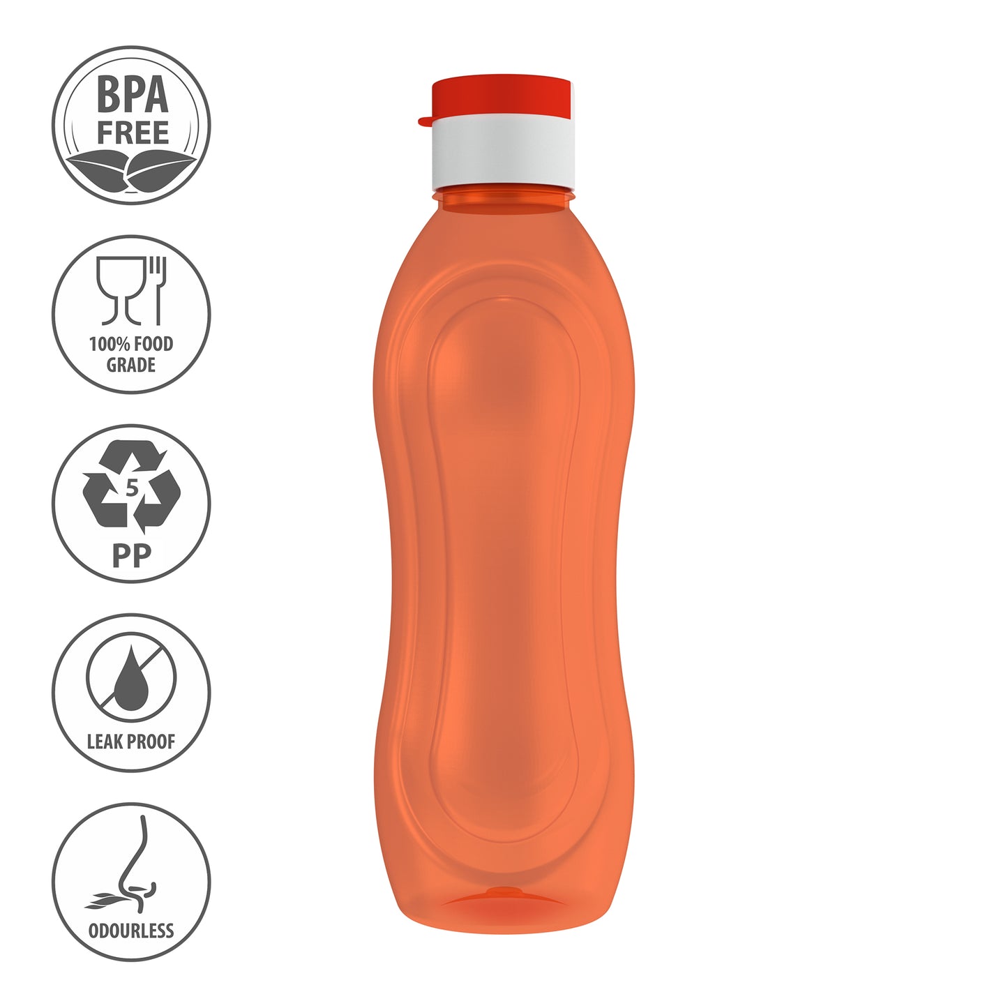 Polypropylene Bottle set, 1 Litr (Set Of 6, Pansy-Multicolor)