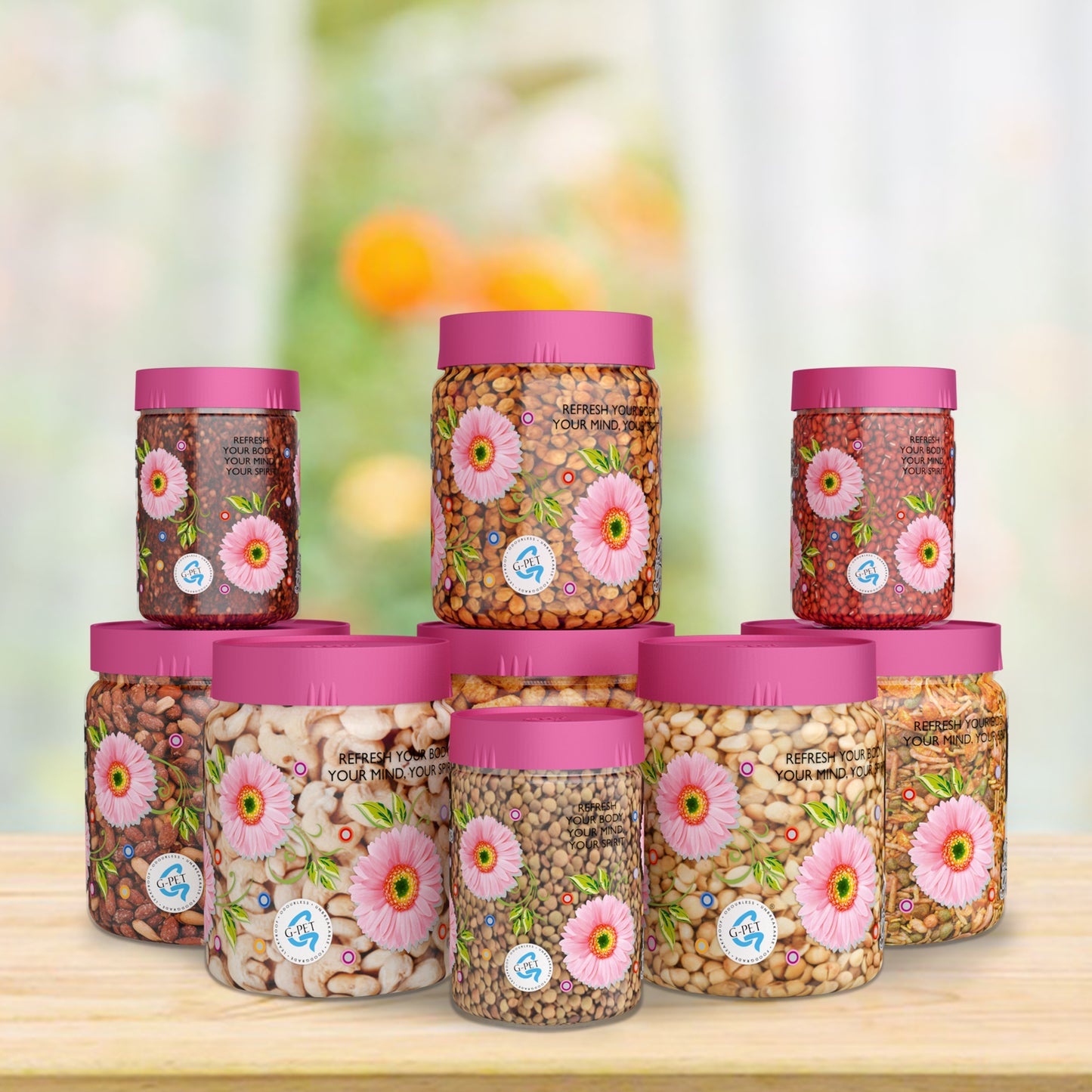 Print Magic Container Pink Pack of 9 - 1500ml (3 pcs), 1000ml (3 pcs), 450ml (3 pcs)