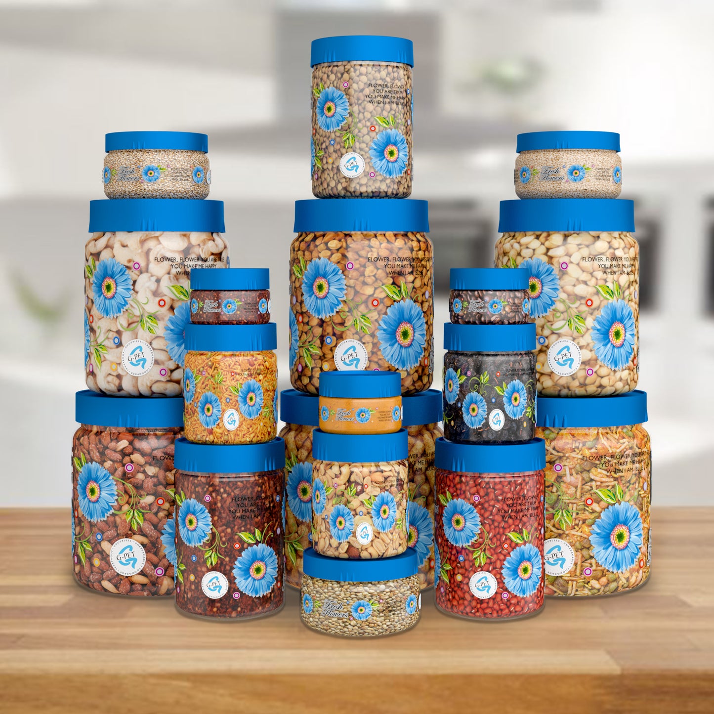 Print Magic Container Blue Pack of 18 - 1500ml (3 pcs), 1000ml (3 pcs), 450ml (3 pcs) 200ml (3 pcs), 50ml (6 pcs)