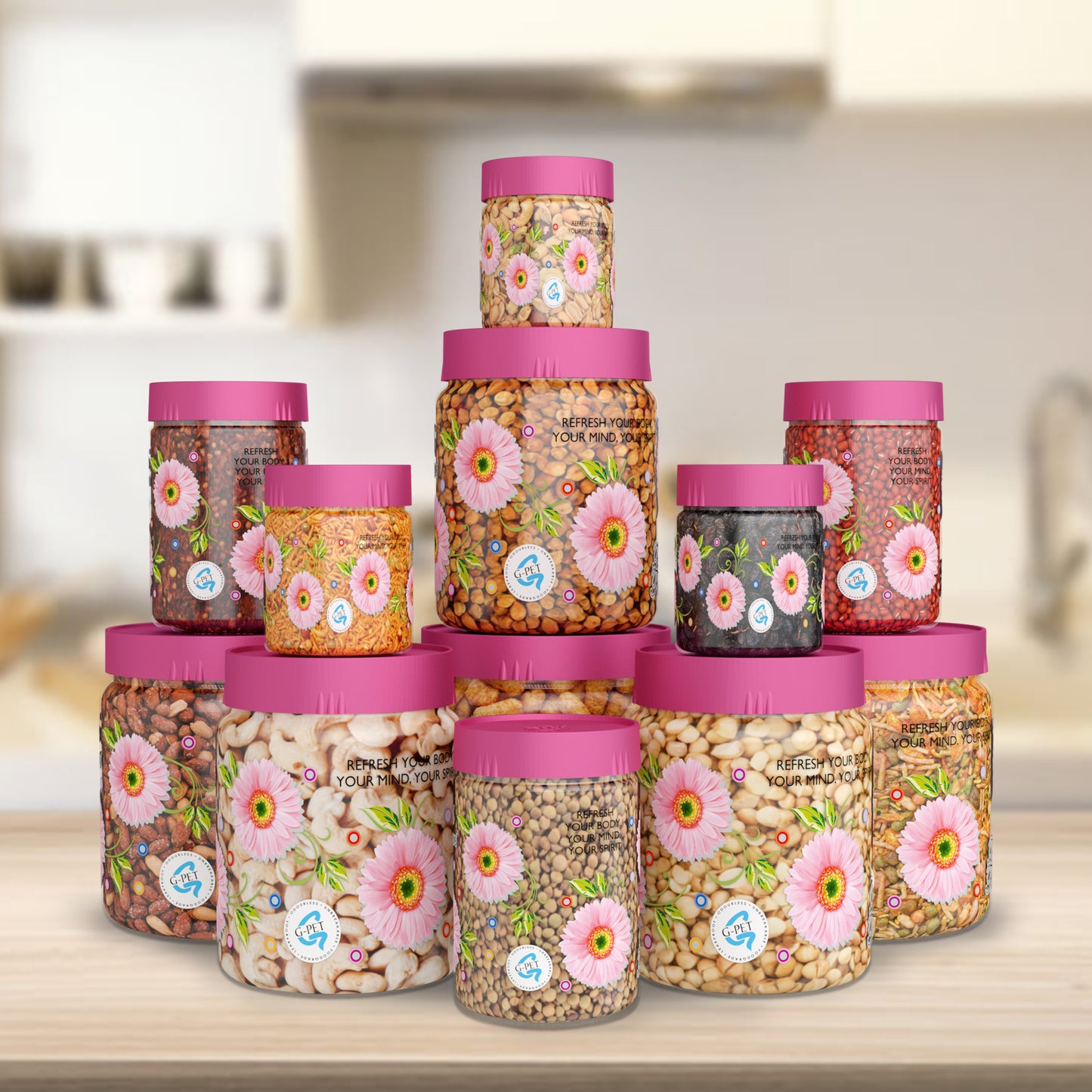 Print Magic Container Pink Pack of 12- 1500ml (3 pcs), 1000ml (3 pcs), 450ml (3 pcs) 200ml (3 pcs)