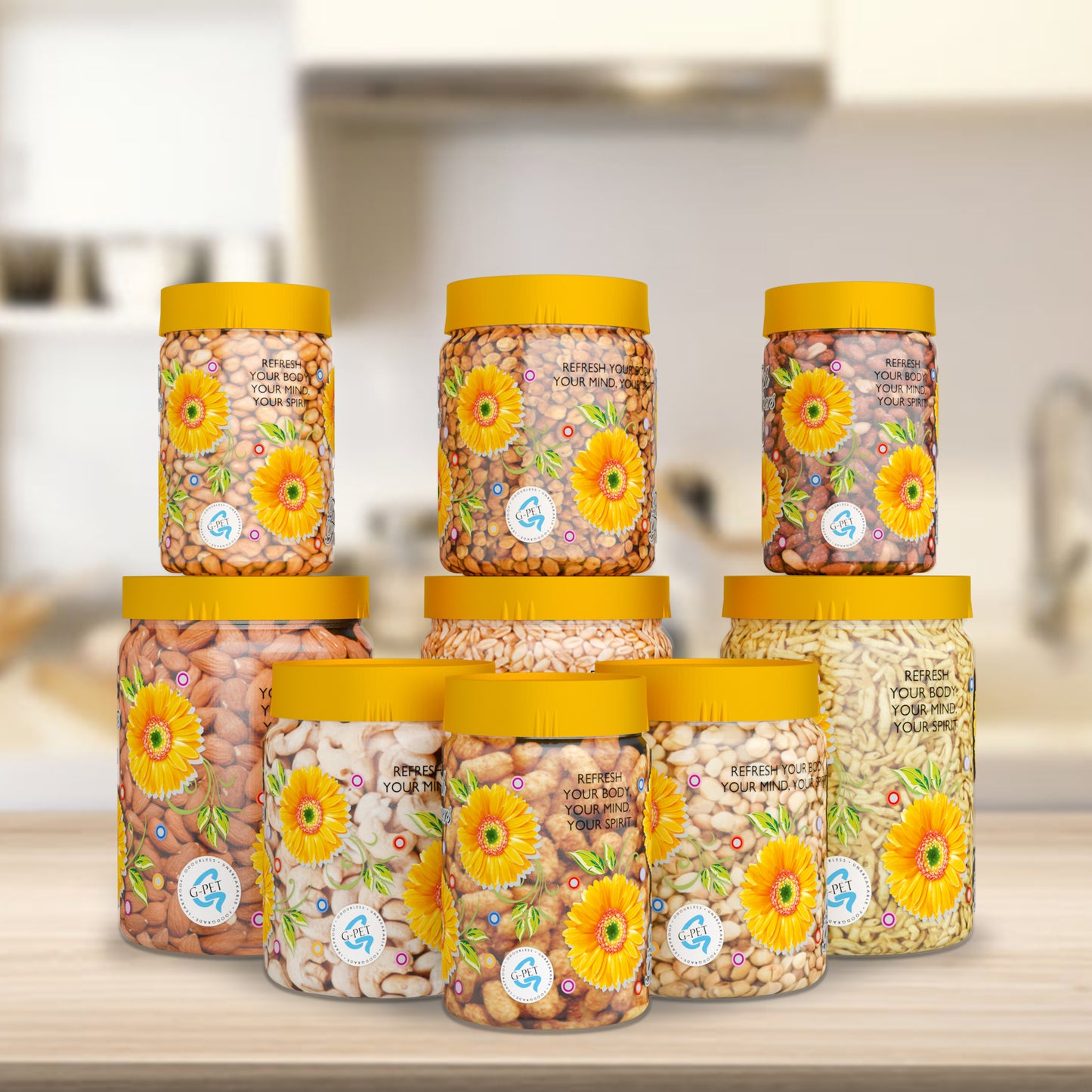 Print Magic Container Yellow Pack of 9 - 2000ml (3 pcs), 1000ml (3 pcs), 750ml (3 pcs)