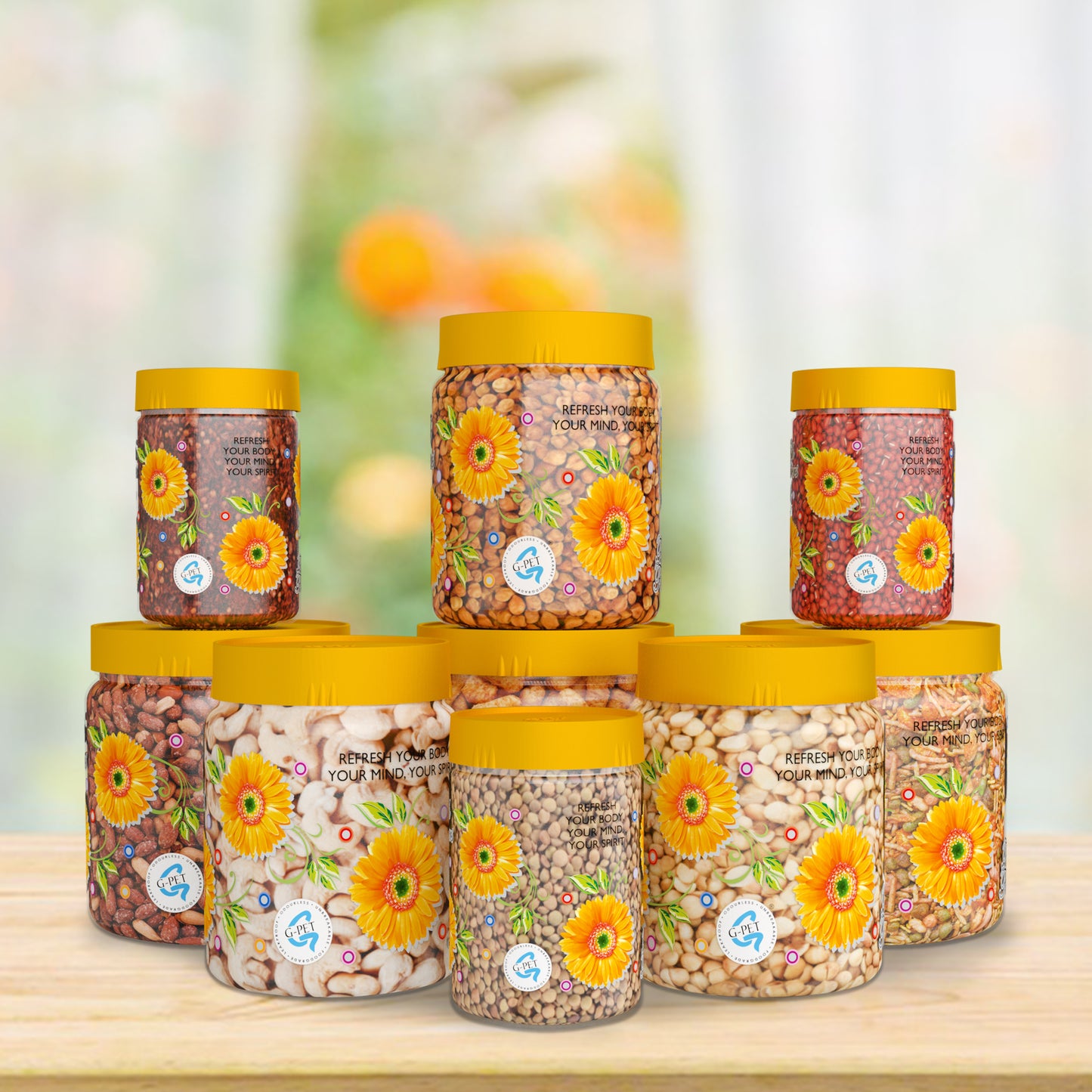 Print Magic Container Yellow Pack of 9 - 1500ml (3 pcs), 1000ml (3 pcs), 450ml (3 pcs)