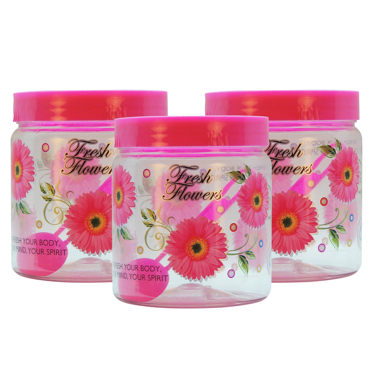 Print Magic Container - Set of 3 - 1500 ml Plastic Grocery Container, Pink