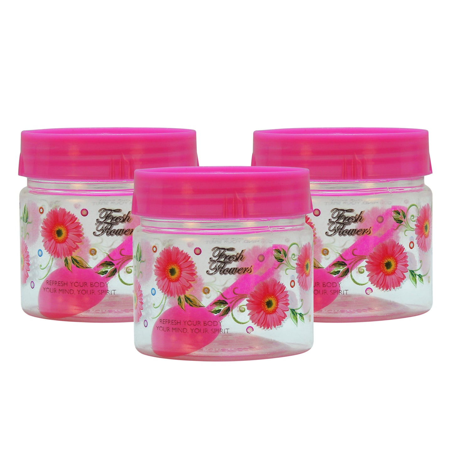 Print Magic Container Set of 3 - 250 ml Plastic Grocery Container, Pink