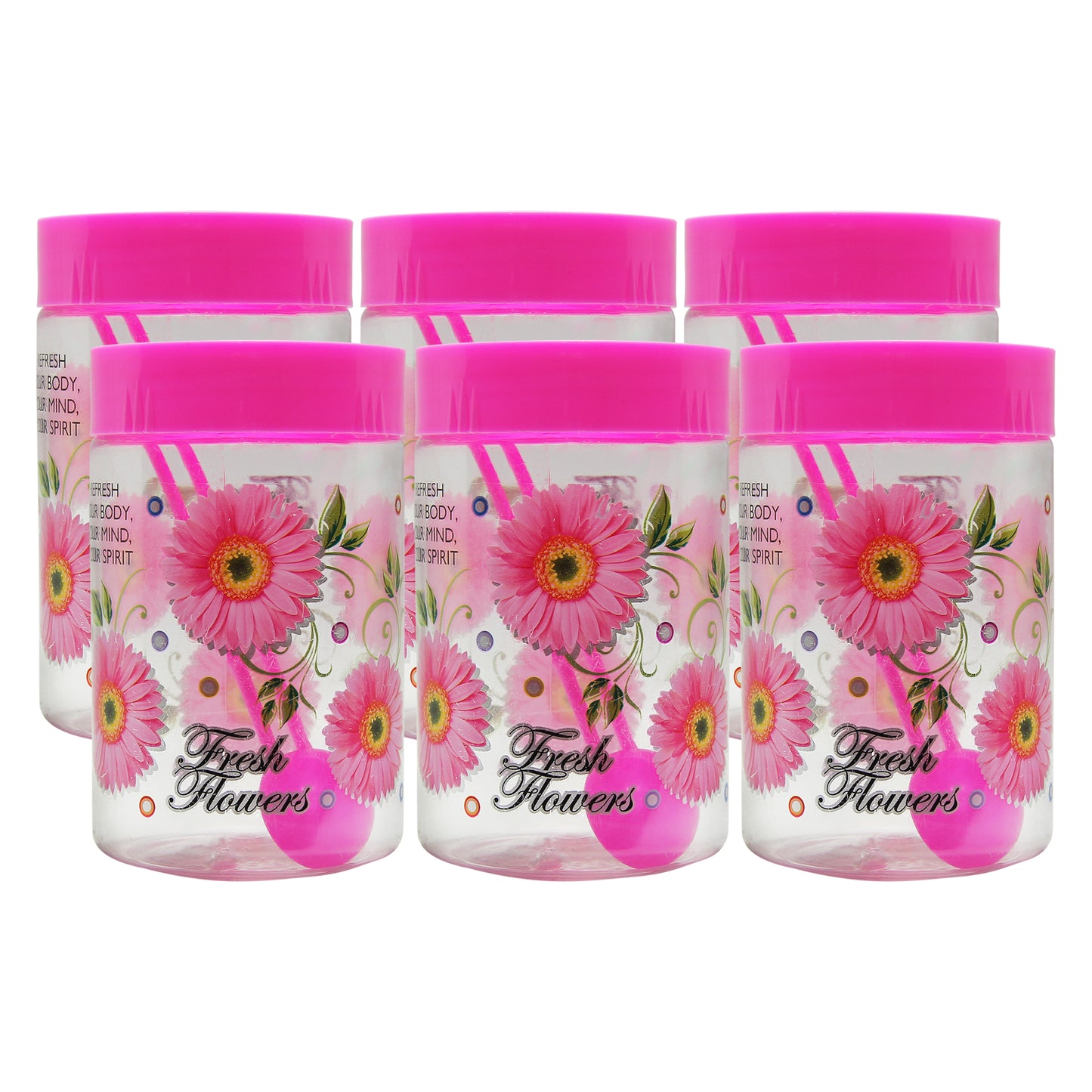 Plastic Jar Set, 750ml, 6-Pieces, Pink