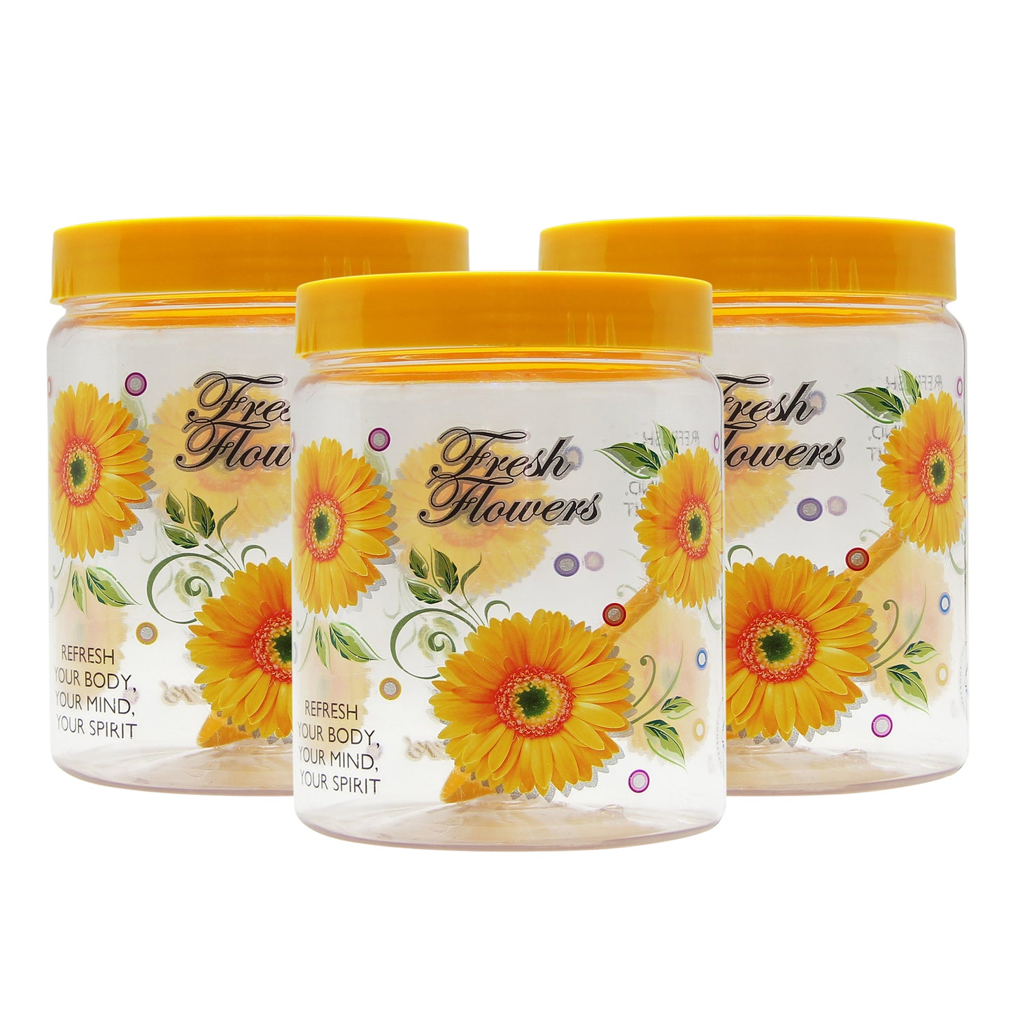 Print Magic Container- Set of 6 - 1500 ml Plastic Grocery Container, Yellow