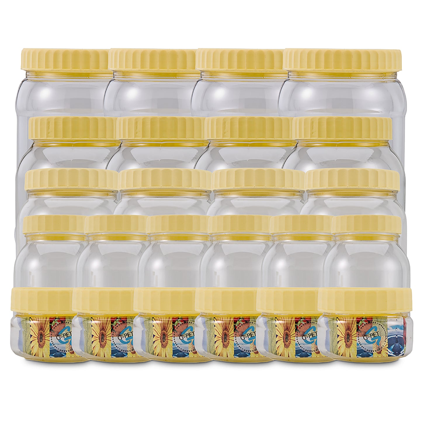 Round Jar Container (Set of 24) 50ml, 250ml, 500ml, 1000ml, 1500ml
