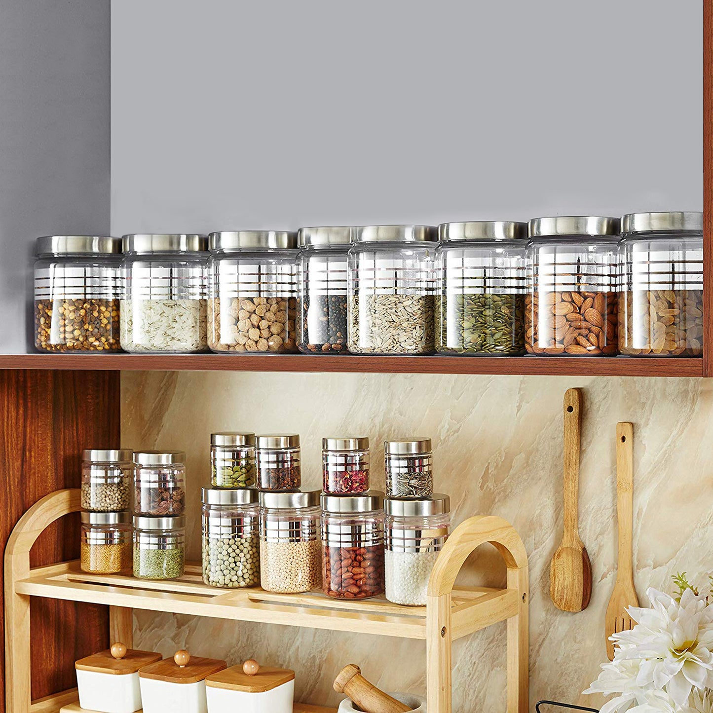 Silver Line Containers (Set Of 20) - 1500 ml, 1000 ml, 450 ml, 200 ml, 100 ml