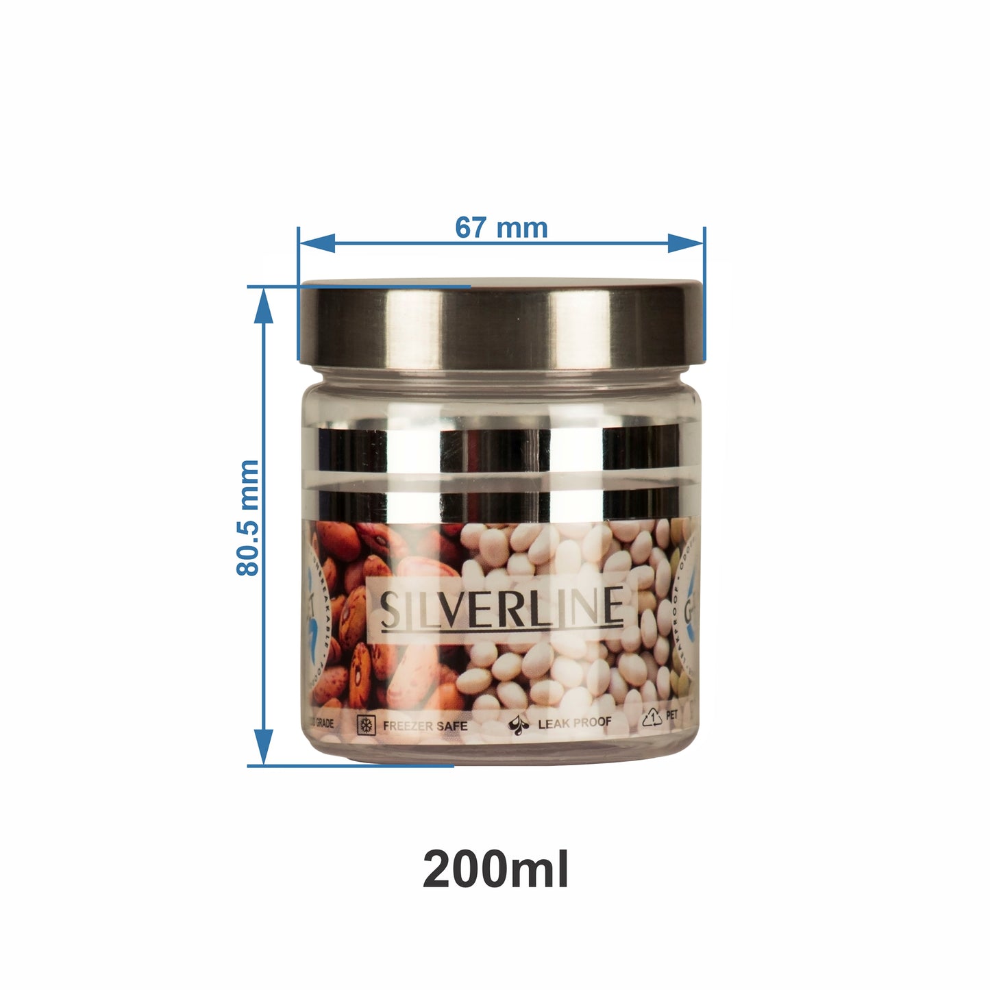 Silver Line Container - Pack of 12 - 200ml ,100ml