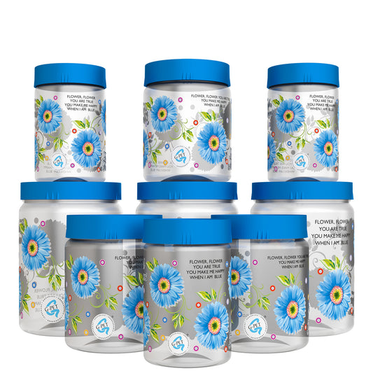 Print Magic Container Blue Pack of 9 - 2000ml (3 pcs), 1000ml (3 pcs), 750ml (3 pcs), Plastic Grocery Container