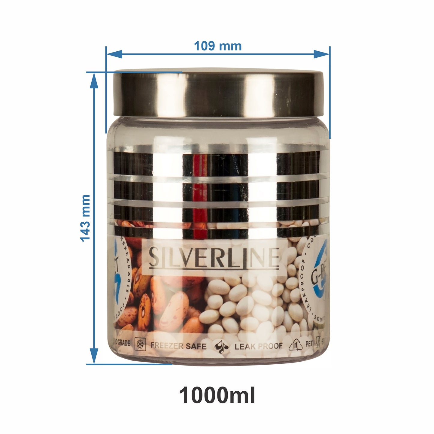 Silver Line Container - Pack of 15 - 1500ml, 1000ml, 450ml, 200ml, 100ml