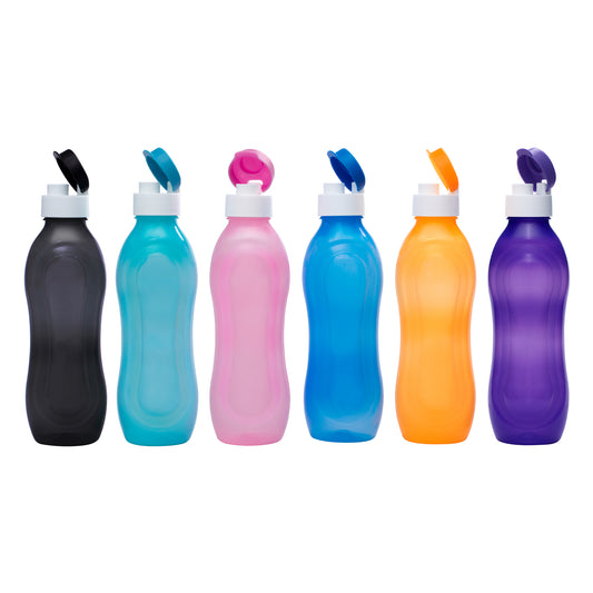 Polypropylene Bottle set, 1 Litr (Set Of 6, Pansy-Multicolor)