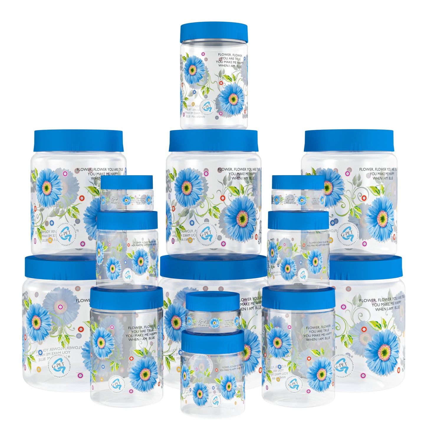 Print Magic Container Blue Pack of 15 - 1500ml (3 pcs), 1000ml (3 pcs), 450ml (3 pcs) 200ml (3 pcs), 50ml (3 pcs)