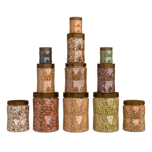 G-PET Diamonds Jars Plastic Container Coffee Cap (Set Of 12B) 2000ml (3pcs), 1000ml (3pcs), 700ml (3pcs), 200ml (3pcs)