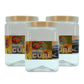 Cube PET Jar / Container PET Plastic Airtight Container with White Cap (3, 2000ML)