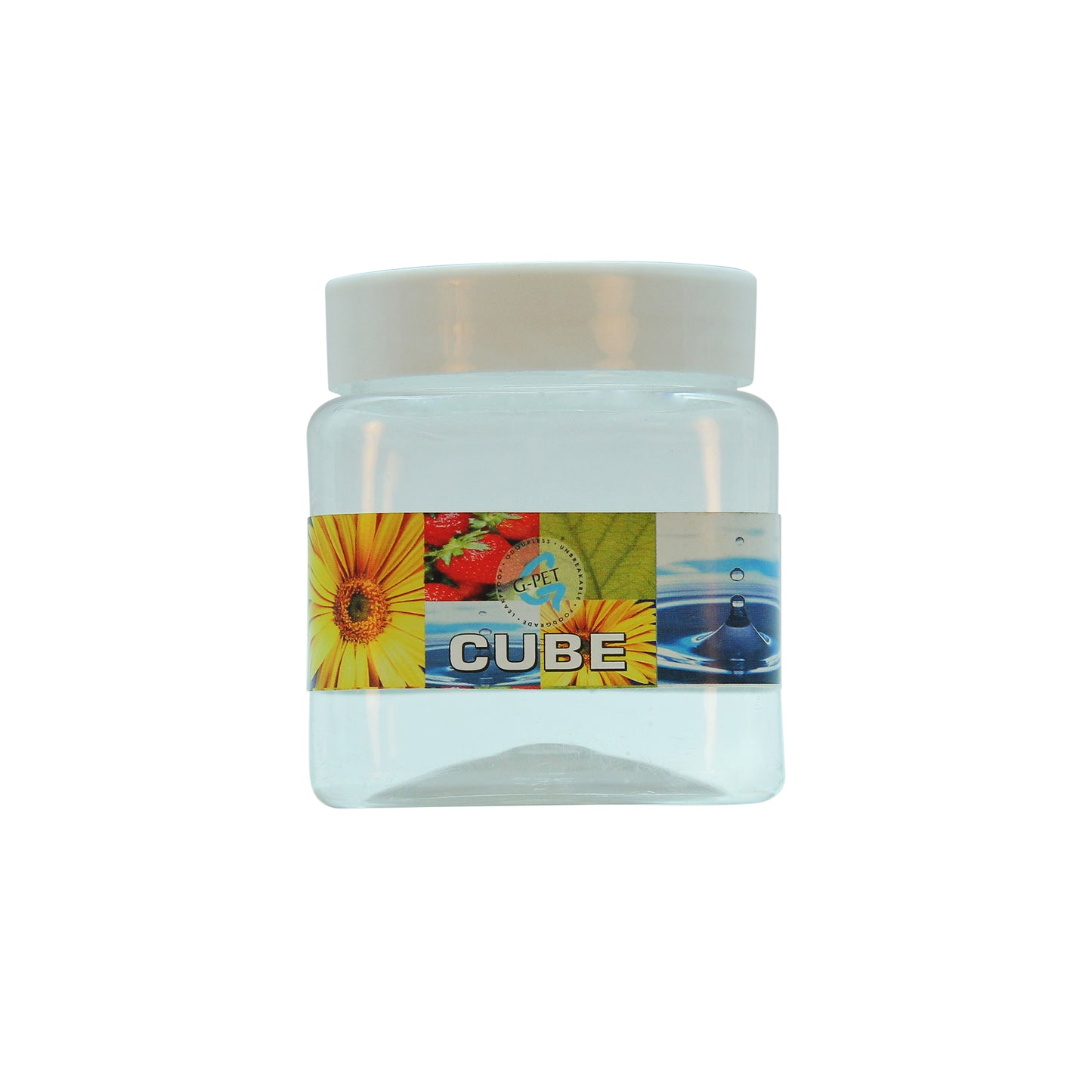 Cube PET Jar / Container PET Plastic Airtight Container with White Cap (6, 250ML)