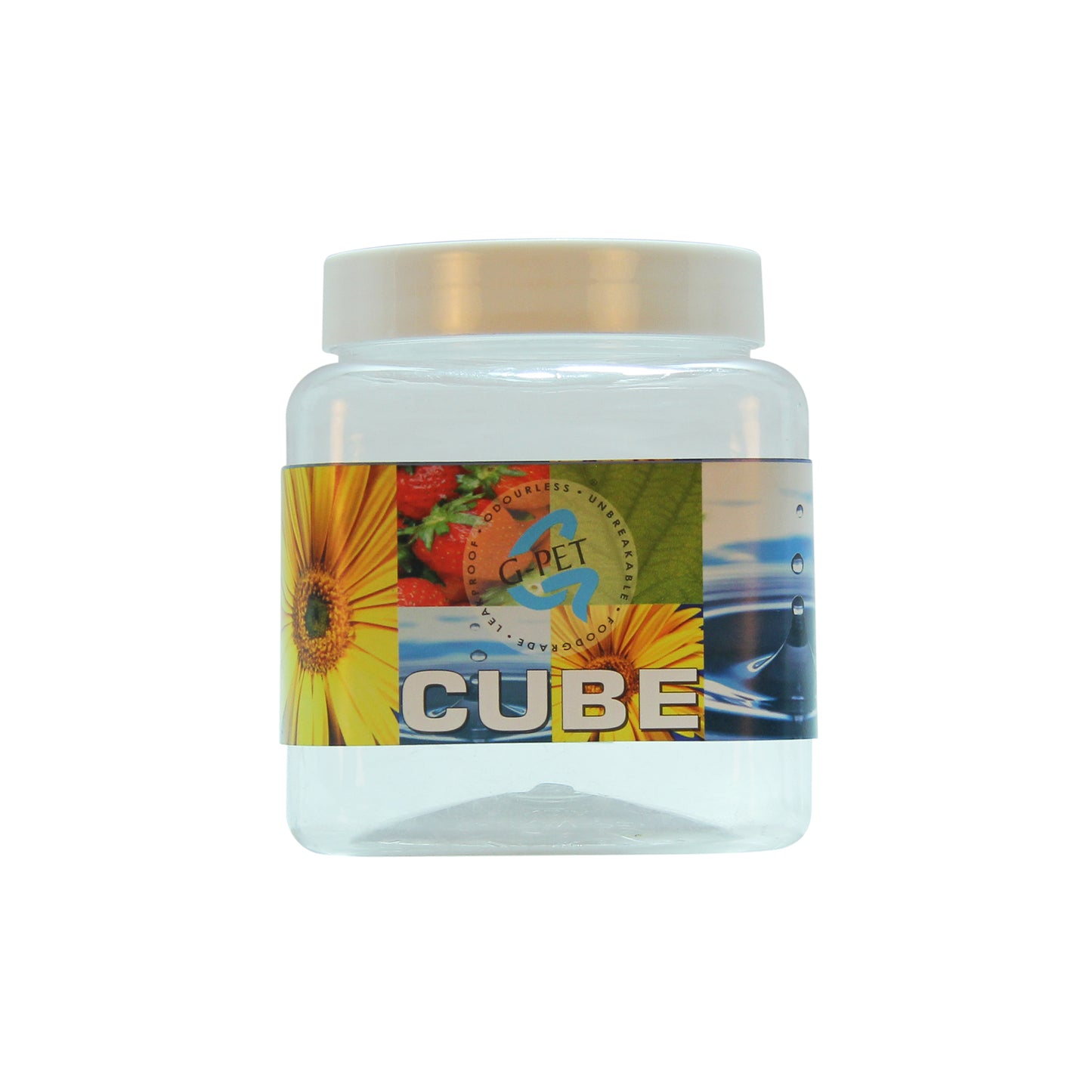 Cube PET Jar / Container PET Plastic Airtight Container with Plastic Cap (3, 750ML)