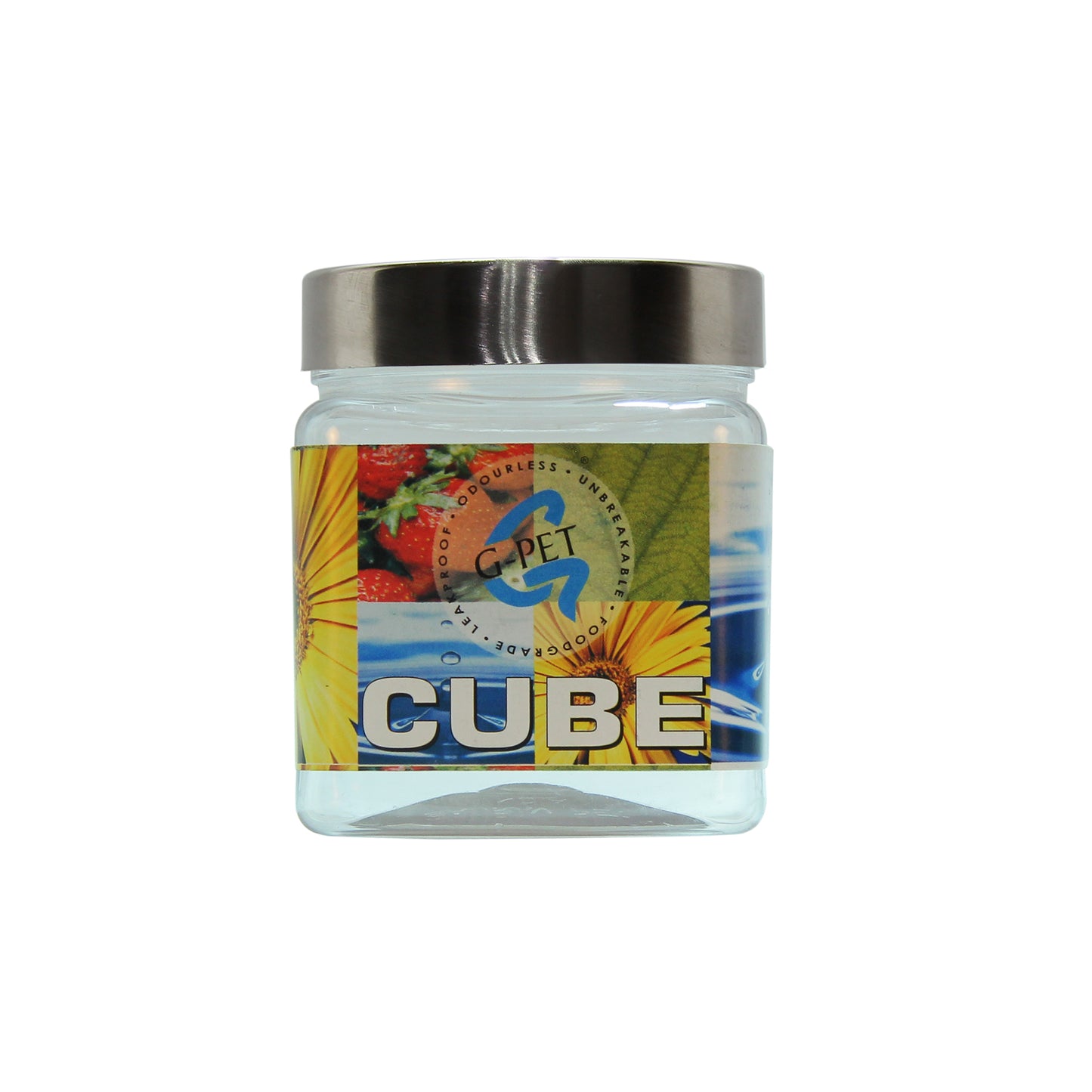Cube PET Jar / Container PET Plastic Airtight Container with Steel Cap (3, 350ML)