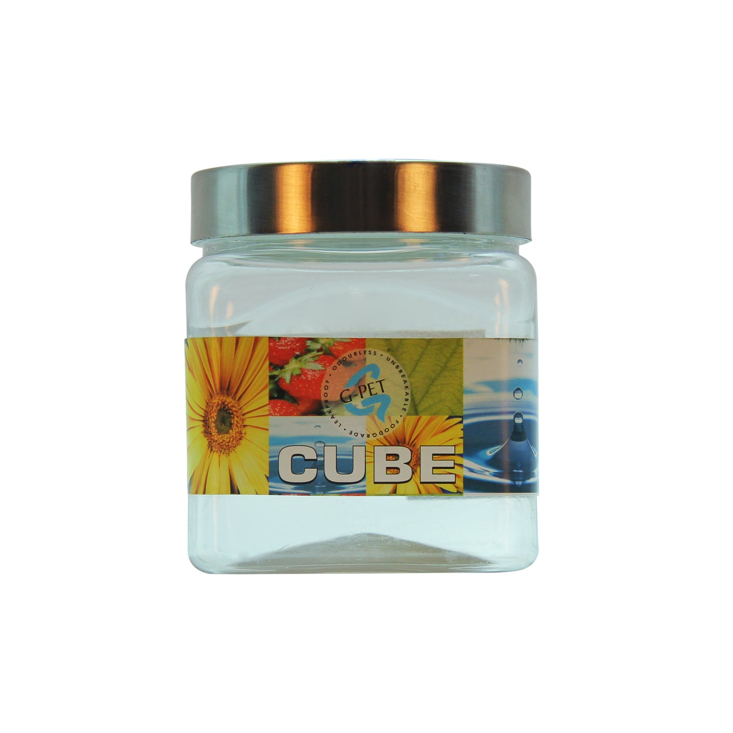 Cube PET Jar / Container PET Plastic Airtight Container with Steel Cap (3, 500ML)
