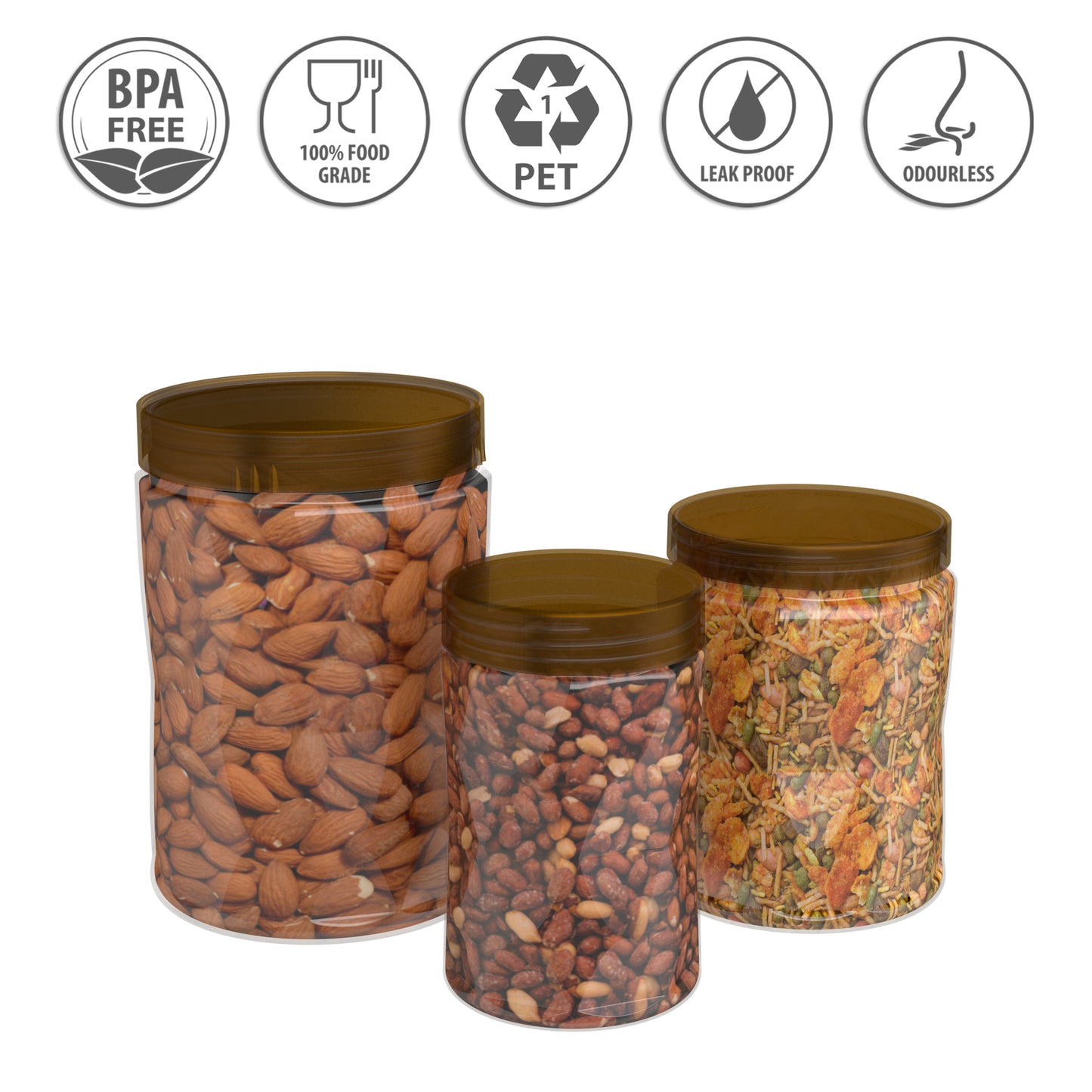 G-PET Diamond Jars Plastic Kitchen Containers (Set Of 9B) 2000ml (3pcs), 1000ml (3pcs), 700ml (3pcs)