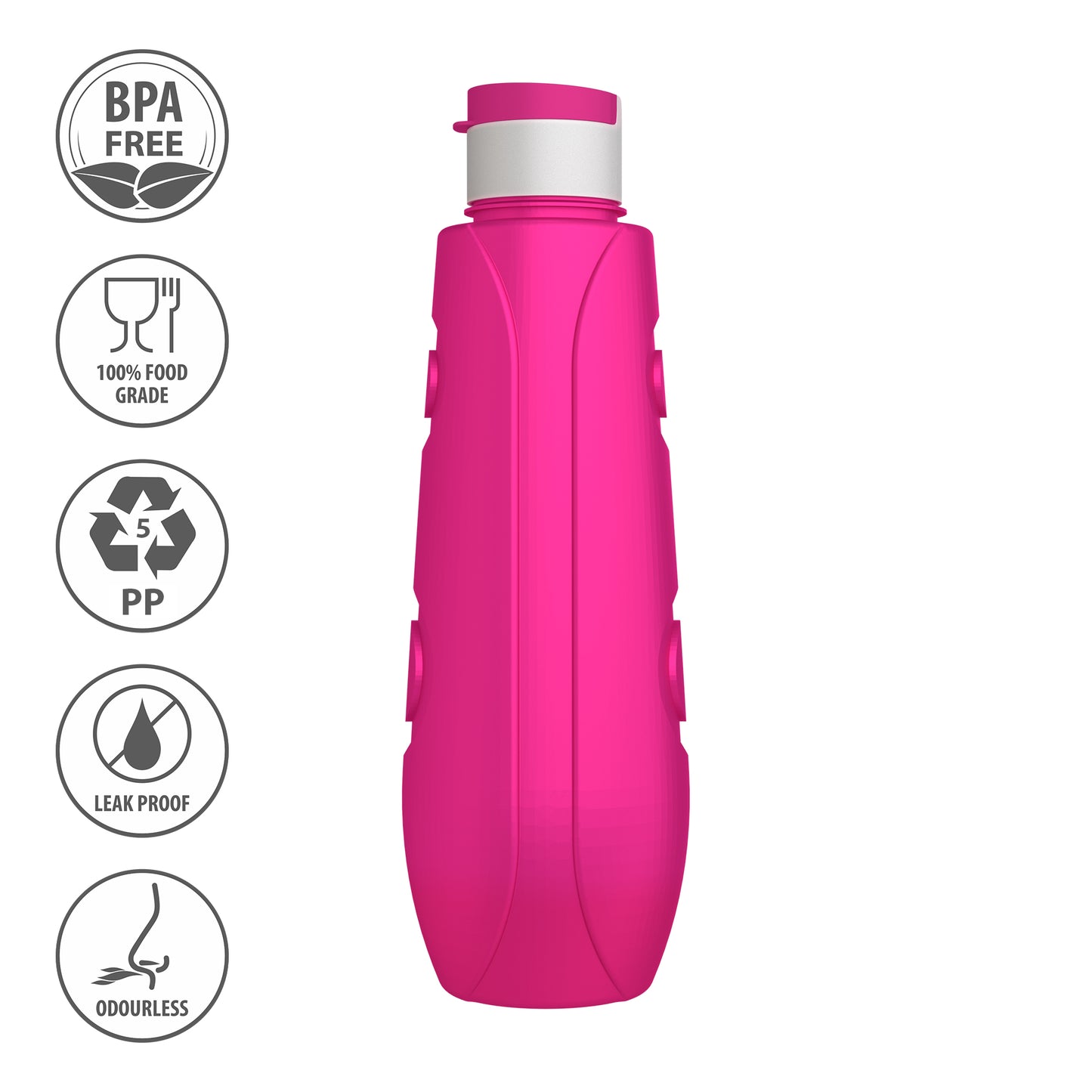 G-Pet Polypropylene Bottle set, 1 Litr (Set Of 6, Bluebell-Multicolor)