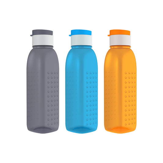 GPET Polypropylene Water Bottle Set with Flip Cap 500ML (Set Of 3, Orchid-Multicolor)