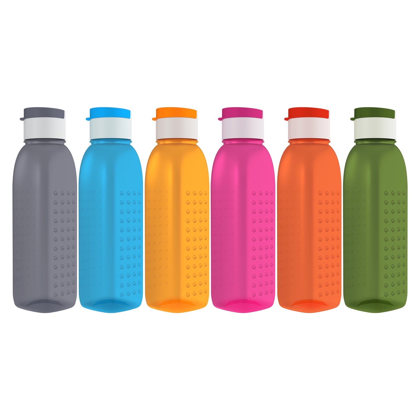 GPET Polypropylene Water Bottle Set with Flip Cap 500ML (Set Of 6, Orchid-Multicolor)