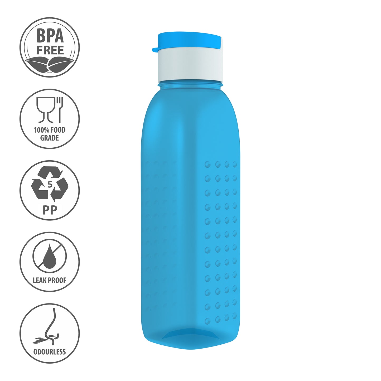 GPET Polypropylene Water Bottle Set with Flip Cap 500ML (Set Of 6, Orchid-Multicolor)