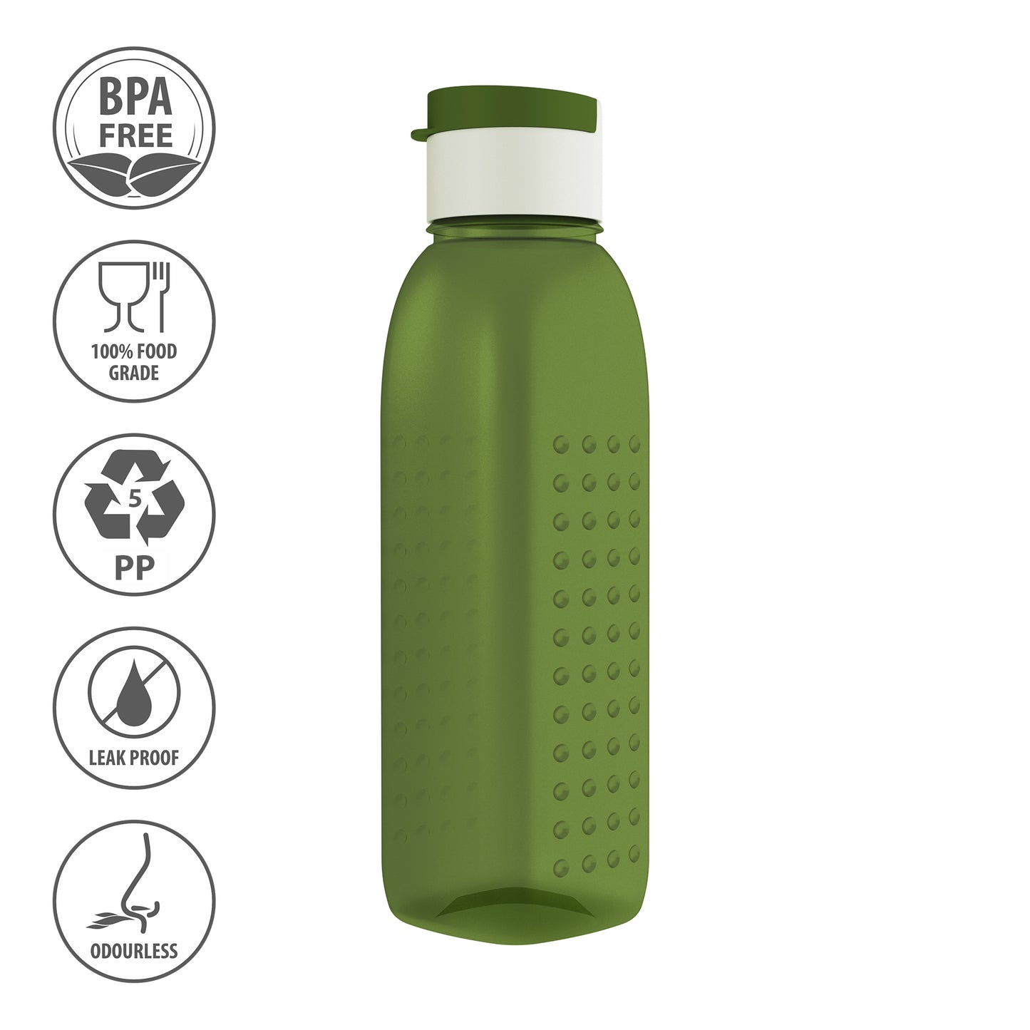 GPET Polypropylene Water Bottle Set with Flip Cap 500ML (Set Of 6, Orchid-Multicolor)