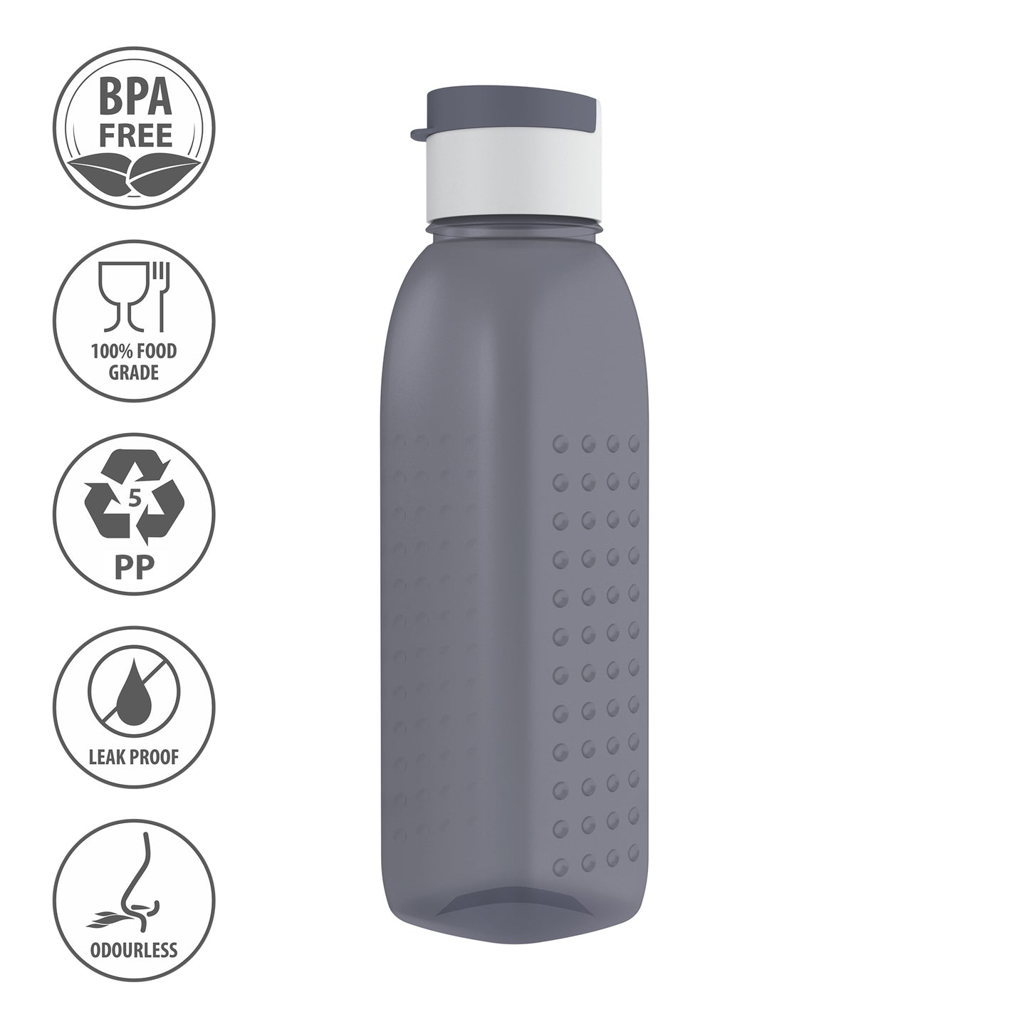 GPET Polypropylene Water Bottle Set with Flip Cap 500ML (Set Of 6, Orchid-Multicolor)