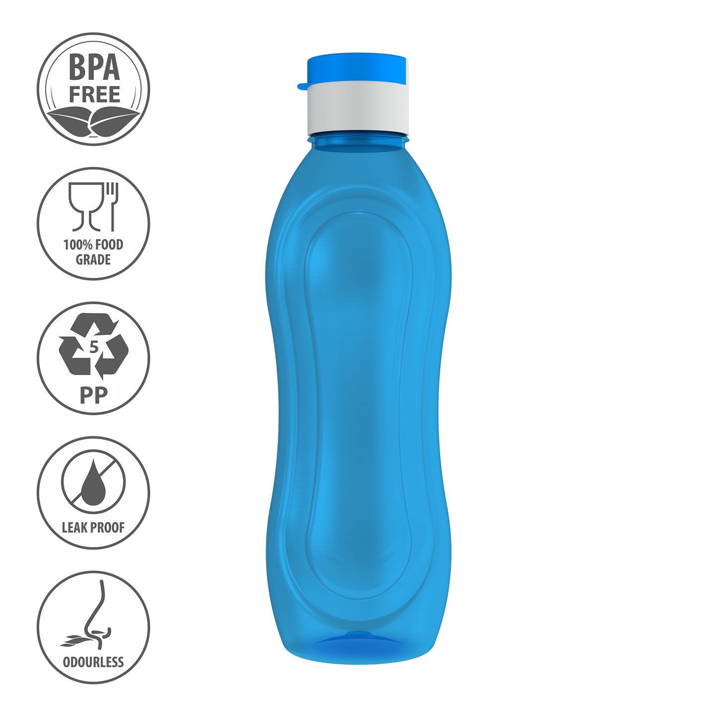 Polypropylene Bottle set, 1 Litr (Set Of 6, Pansy-Multicolor)