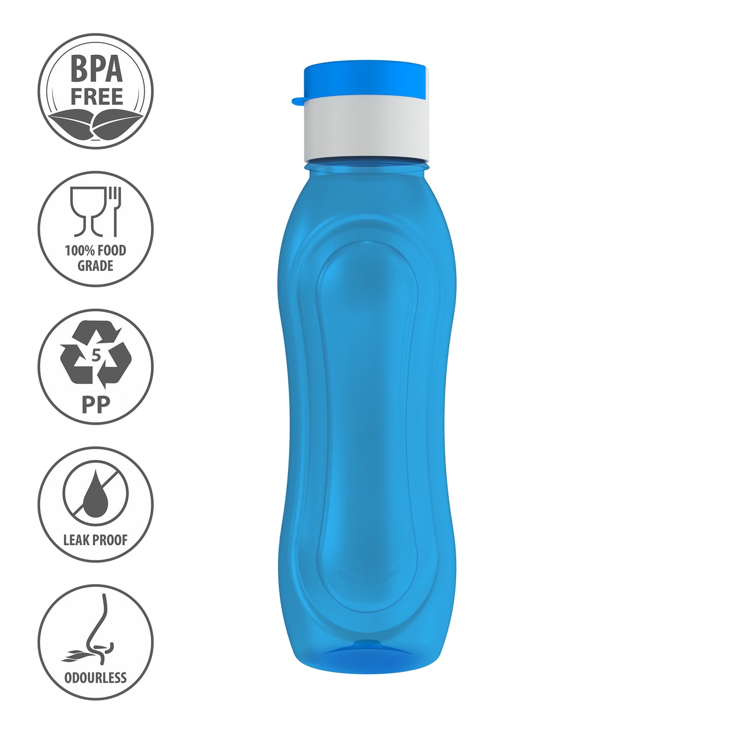 GPET Polypropylene Water Bottle Set with Flip Cap 500ML (Set Of 3, Pansy-Multicolor)