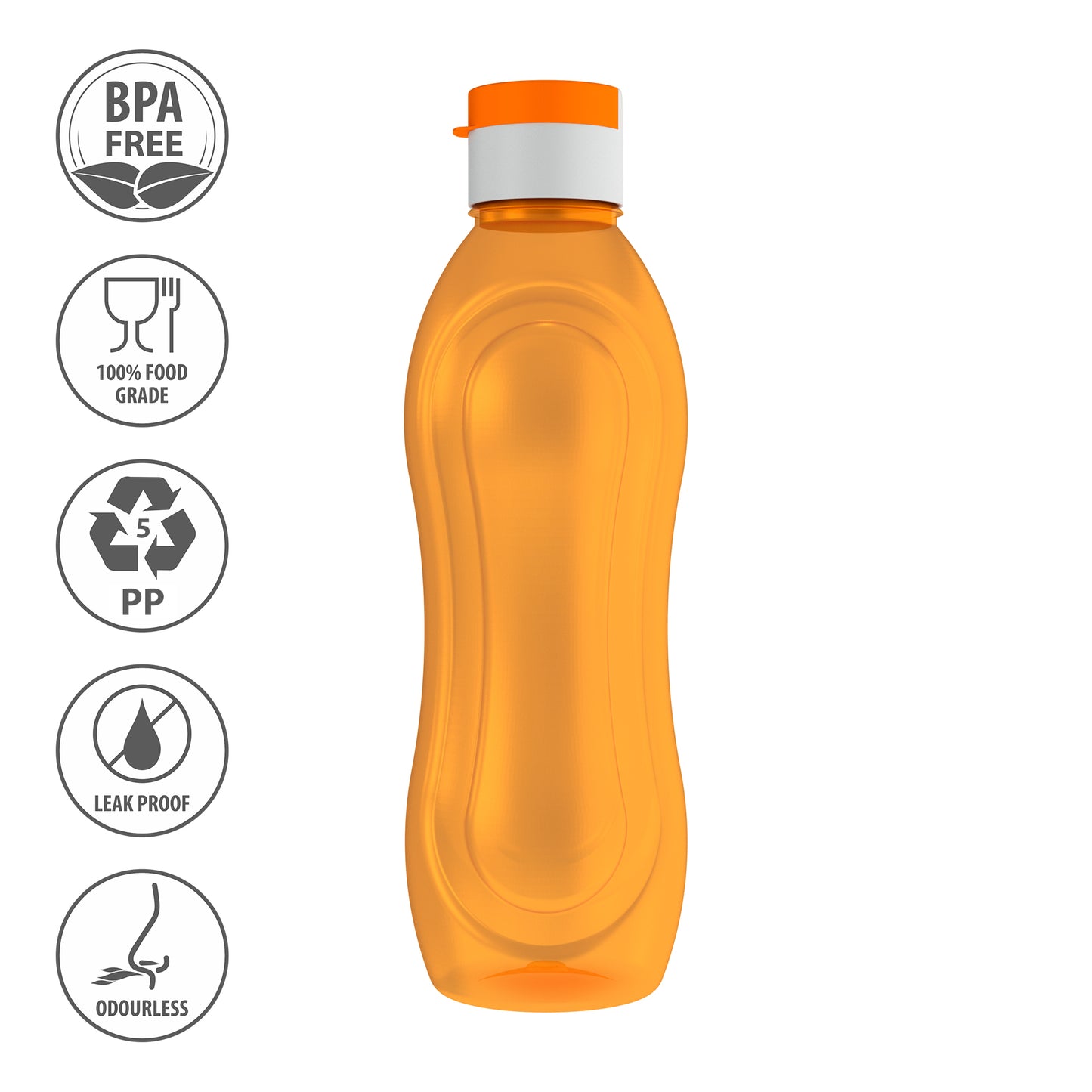 Polypropylene Bottle set, 1 Litr (Set Of 6, Pansy-Multicolor)