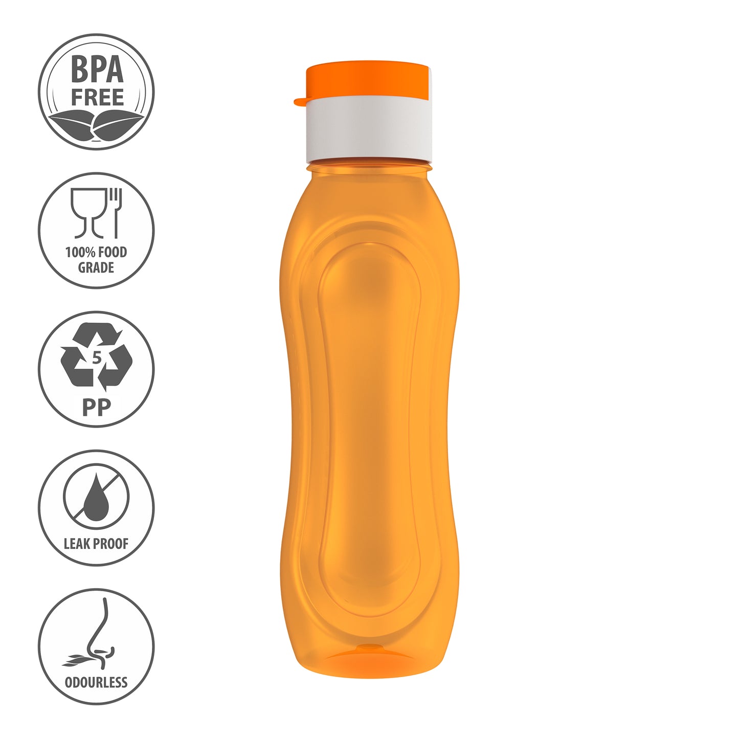 GPET Polypropylene Water Bottle Set with Flip Cap 500ML (Set Of 3, Pansy-Multicolor)