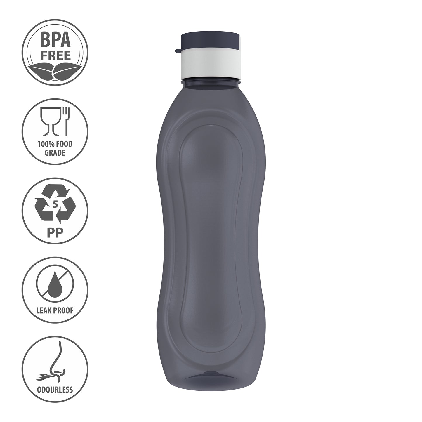 Polypropylene Bottle set, 1 Litr (Set Of 6, Pansy-Multicolor)