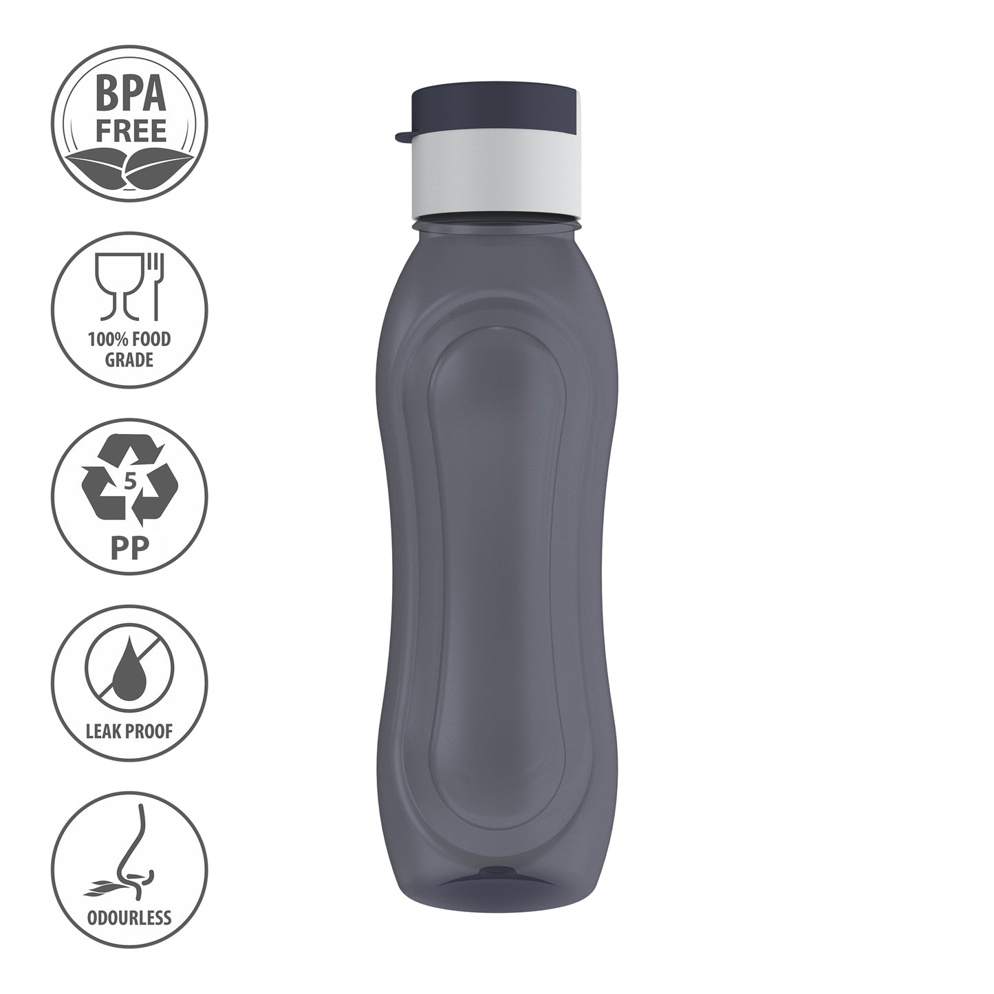 GPET Polypropylene Water Bottle Set with Flip Cap 500ML (Set Of 3, Pansy-Multicolor)
