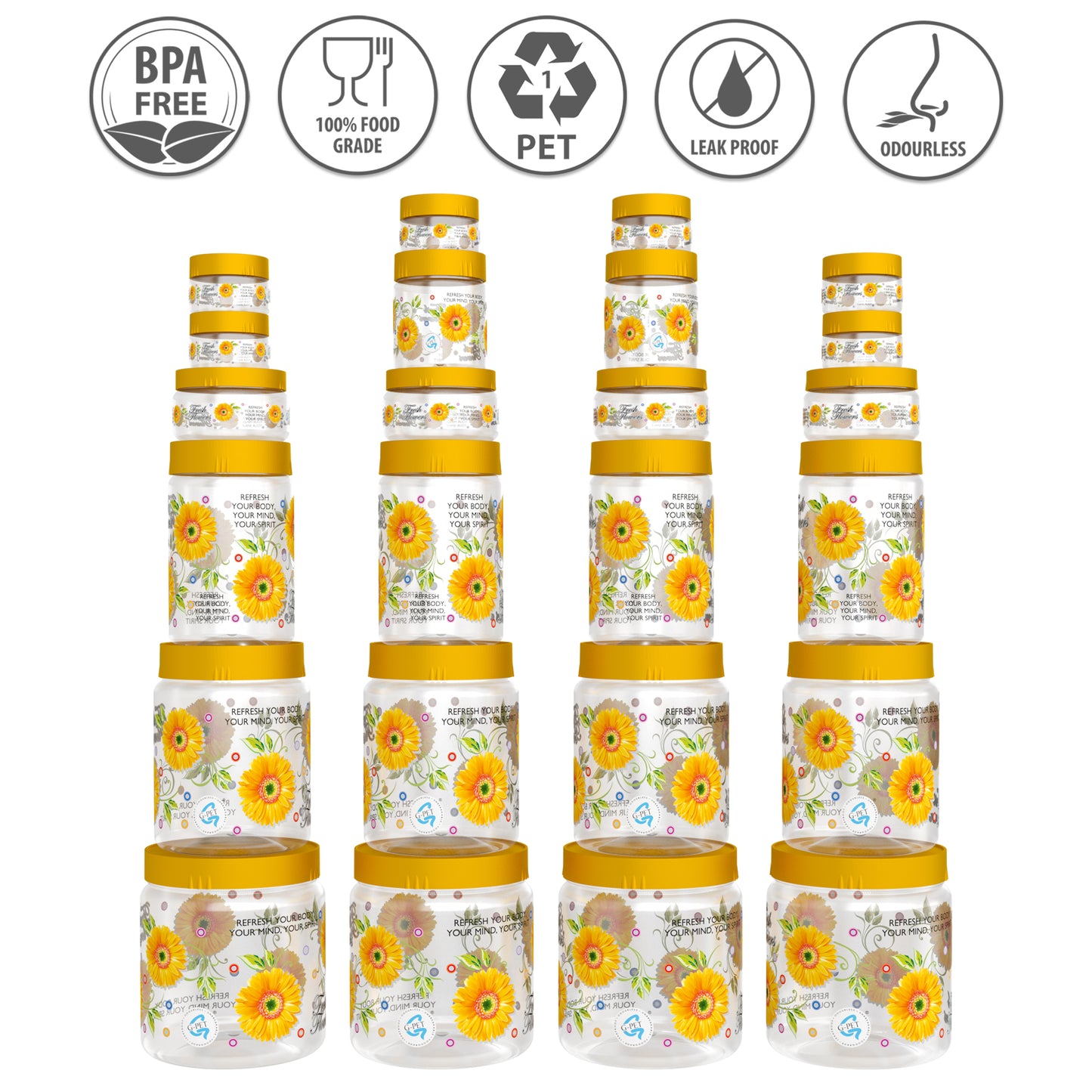 Print Magic Container - Pack of 24 -  1500 ml, 1000 ml, 750 ml, 200ml, 150ml, 50 ml