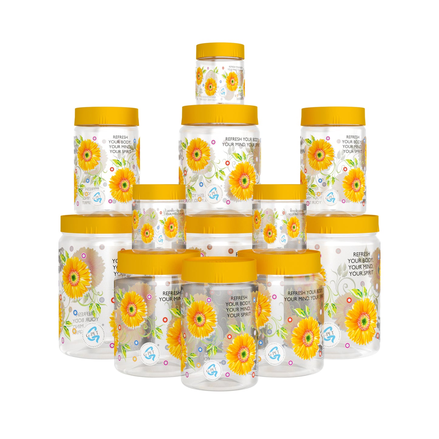 Print Magic Container Yellow Pack of 12 - 2000ml (3 pcs), 1000ml (3 pcs), 750ml (3 pcs), 200ml (3 pcs)
