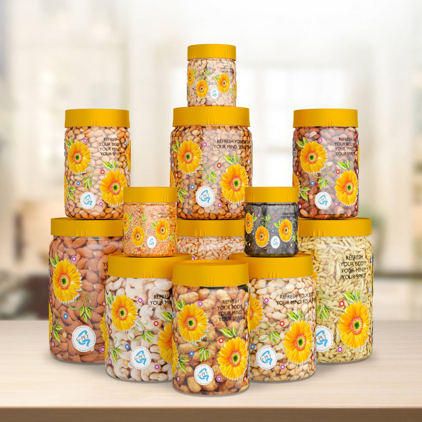 Print Magic Container Yellow Pack of 12 - 2000ml (3 pcs), 1000ml (3 pcs), 750ml (3 pcs), 200ml (3 pcs)