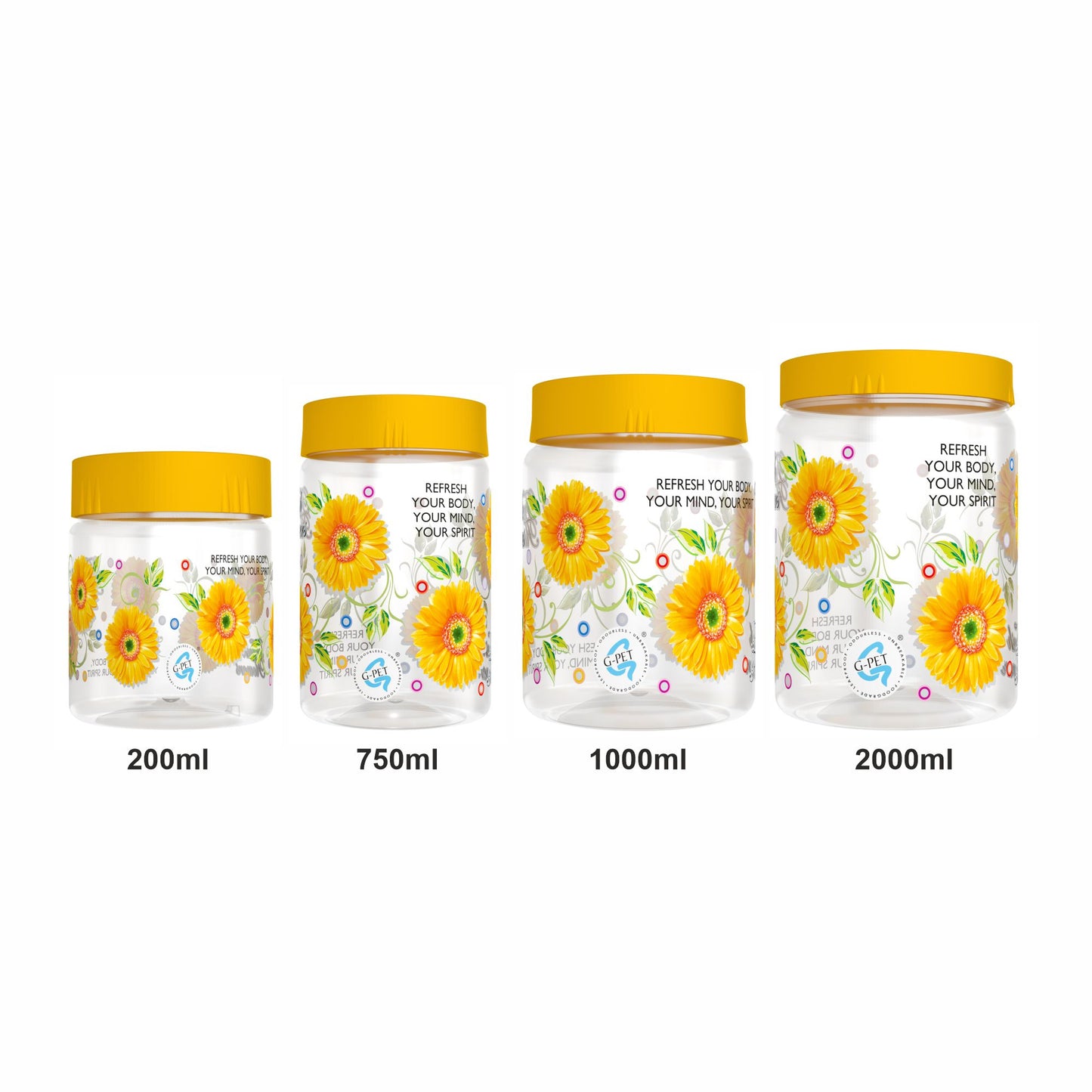Print Magic Container Yellow Pack of 12 - 2000ml (3 pcs), 1000ml (3 pcs), 750ml (3 pcs), 200ml (3 pcs)